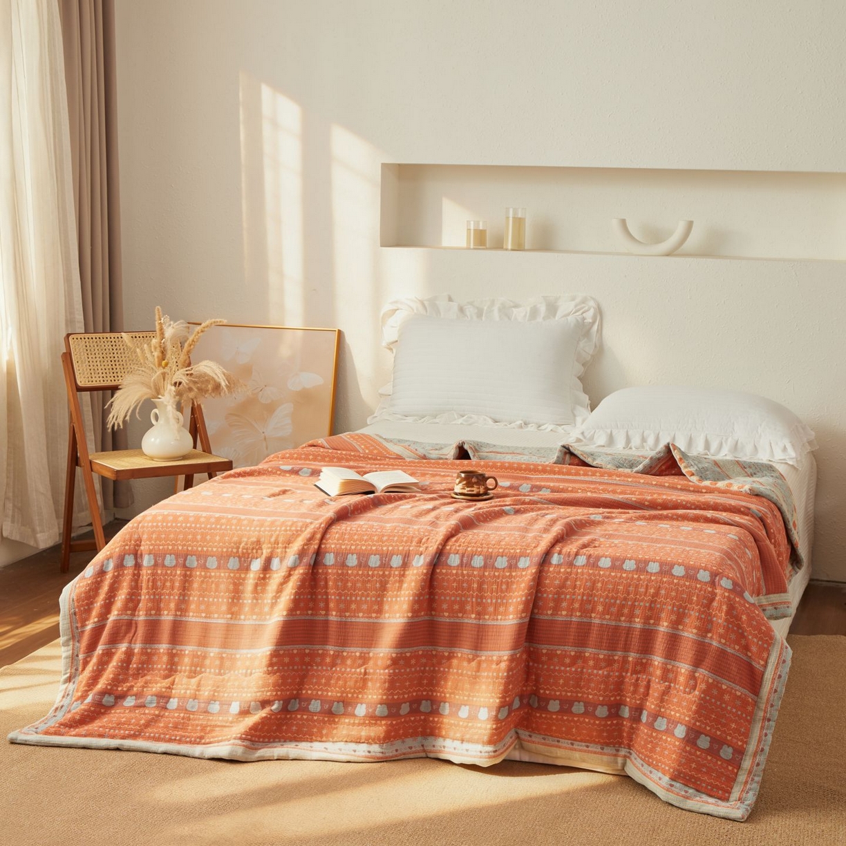 91家纺网 家纺一手货源 找家纺 （总）睡棉坊 2026新款全棉色织提花双层纱夏被全棉夏凉被里外全棉天然棉花被