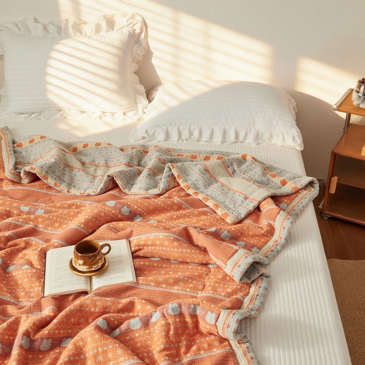 91家纺网 家纺一手货源 找家纺 （总）睡棉坊 2026新款全棉色织提花双层纱夏被全棉夏凉被里外全棉天然棉花被