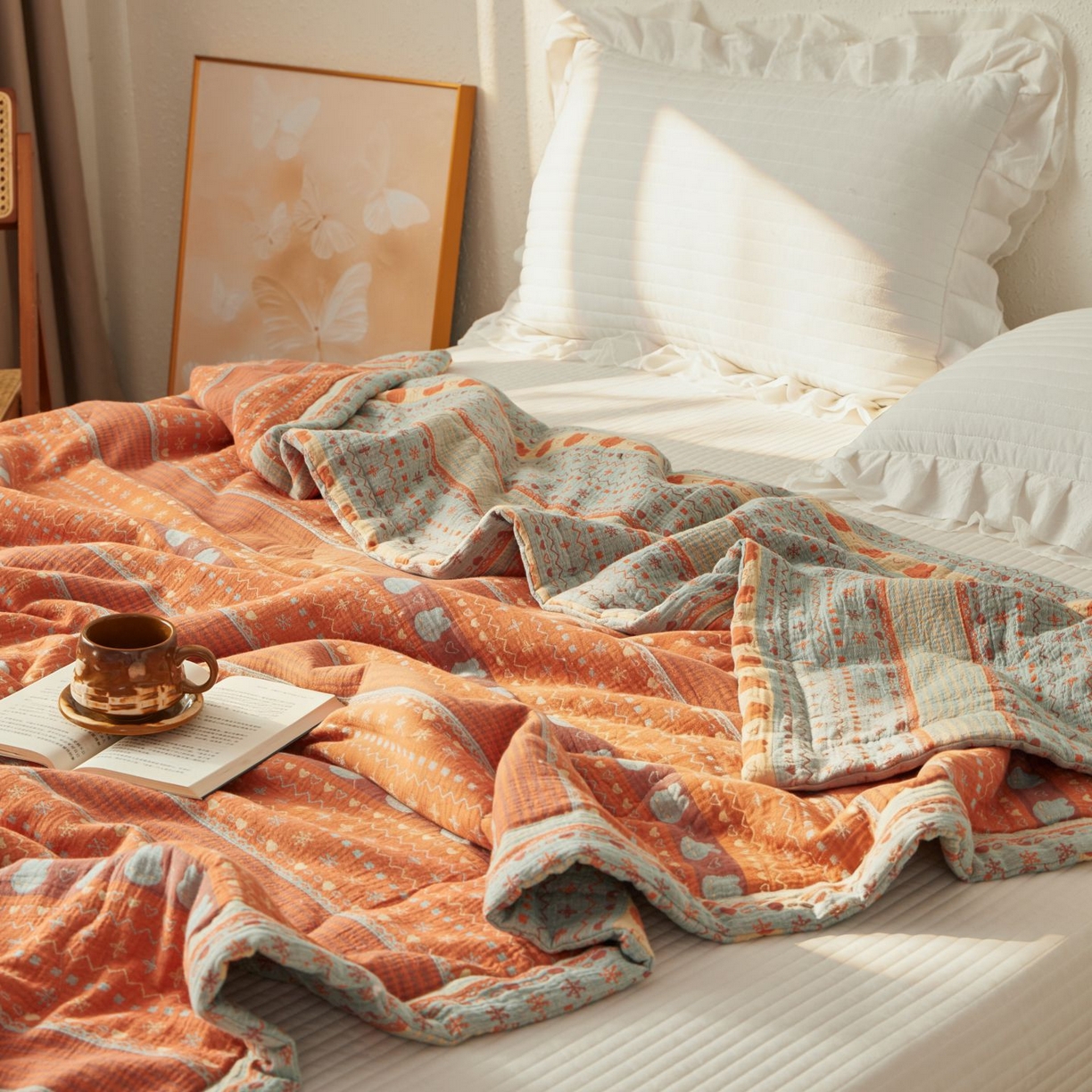 91家纺网 家纺一手货源 找家纺 （总）睡棉坊 2026新款全棉色织提花双层纱夏被全棉夏凉被里外全棉天然棉花被