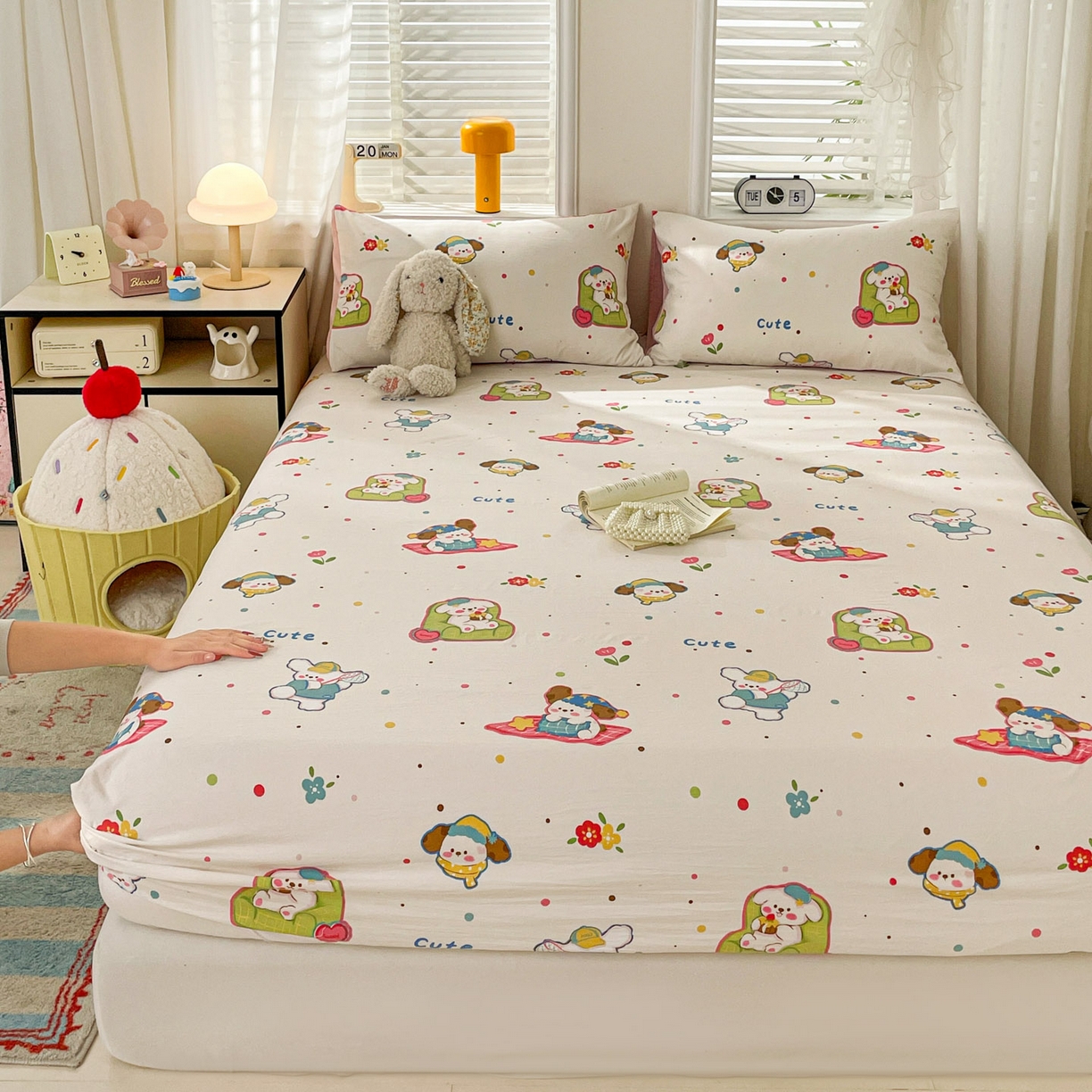 91家纺网 家纺一手货源 找家纺 纽缦家纺 2026新款A类105g四件套古法水洗棉单床笠单品床笠床笠单件 心愿狗