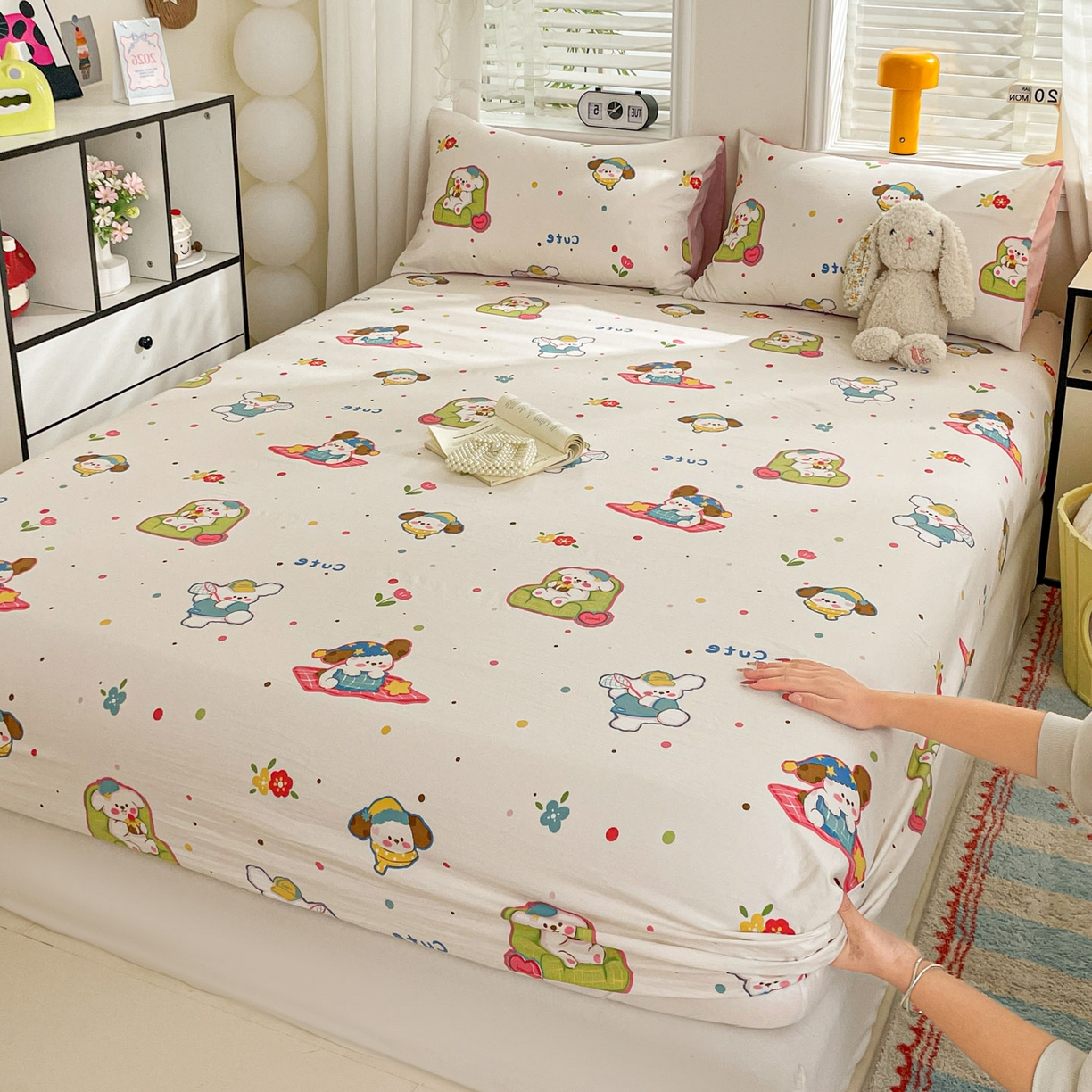 91家纺网 家纺一手货源 找家纺 纽缦家纺 2026新款A类105g四件套古法水洗棉单床笠单品床笠床笠单件 心愿狗