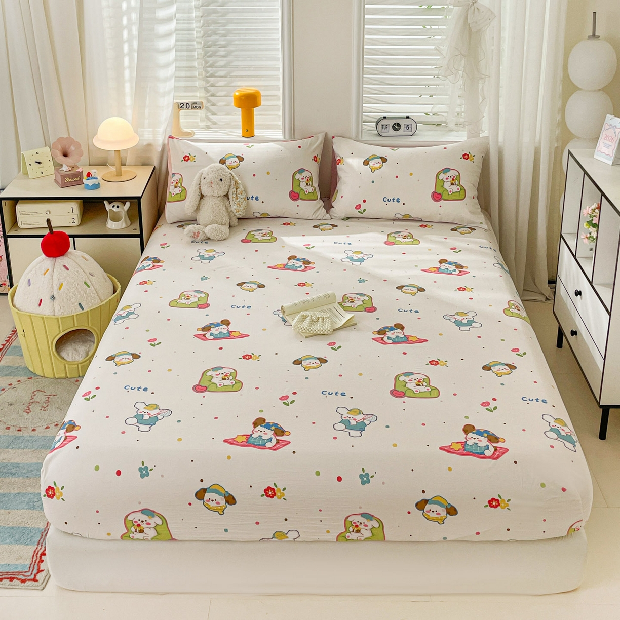 91家纺网 家纺一手货源 找家纺 纽缦家纺 2026新款A类105g四件套古法水洗棉单床笠单品床笠床笠单件 心愿狗