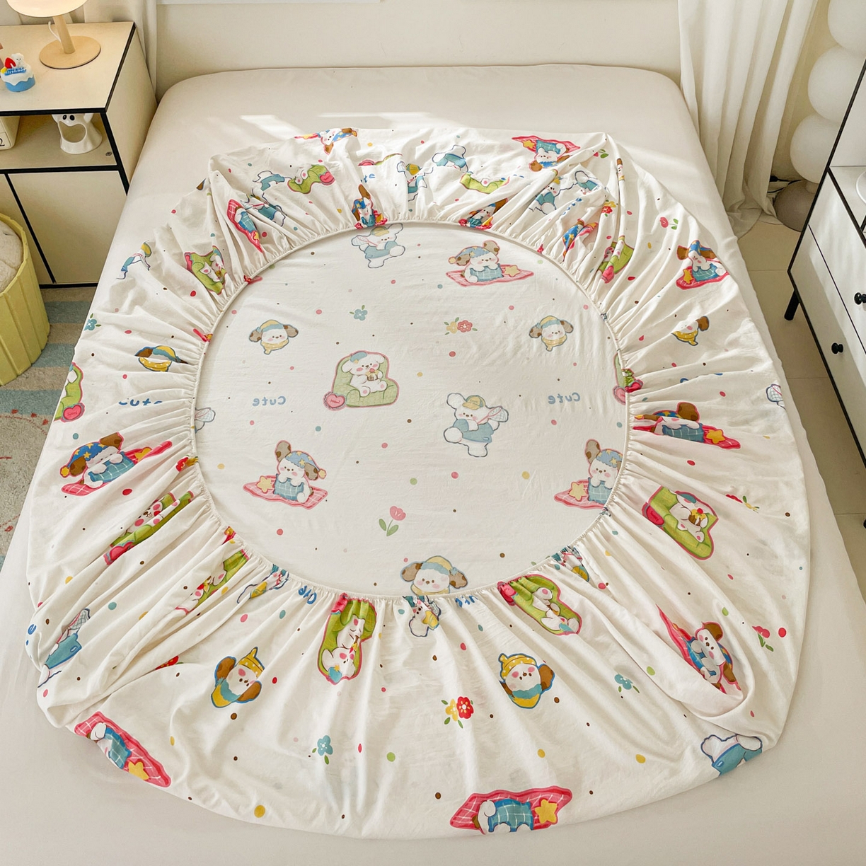 91家纺网 家纺一手货源 找家纺 纽缦家纺 2026新款A类105g四件套古法水洗棉单床笠单品床笠床笠单件 心愿狗