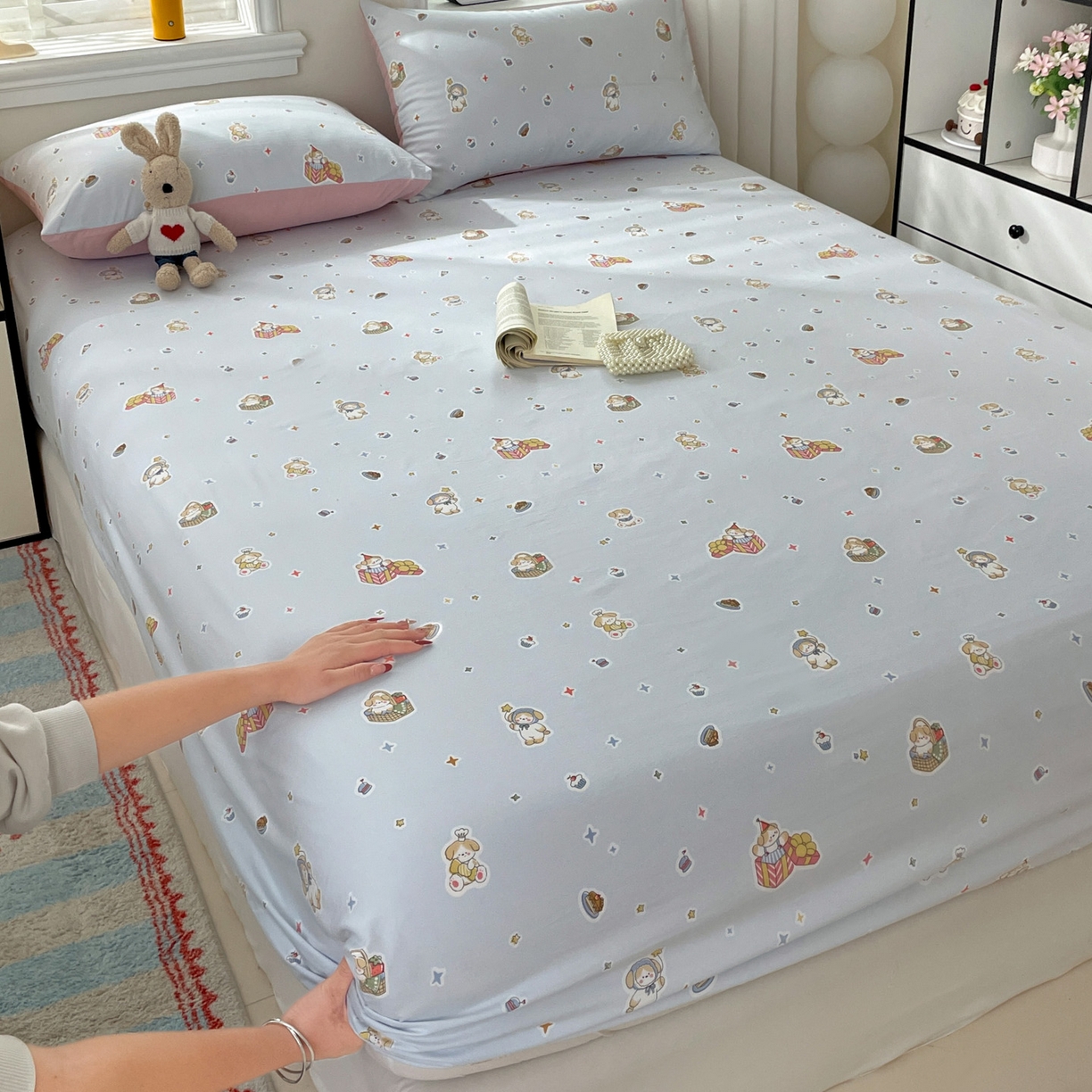 纽缦家纺 2026新款A类105g四件套古法水洗棉单床笠单品床笠床笠单件 安琪拉