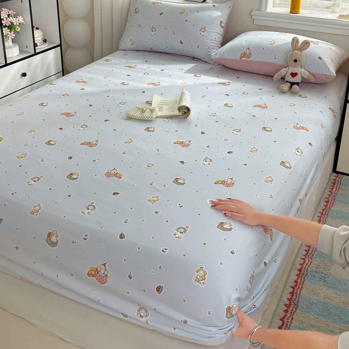 91家纺网 家纺一手货源 找家纺 纽缦家纺 2026新款A类105g四件套古法水洗棉单床笠单品床笠床笠单件 安琪拉