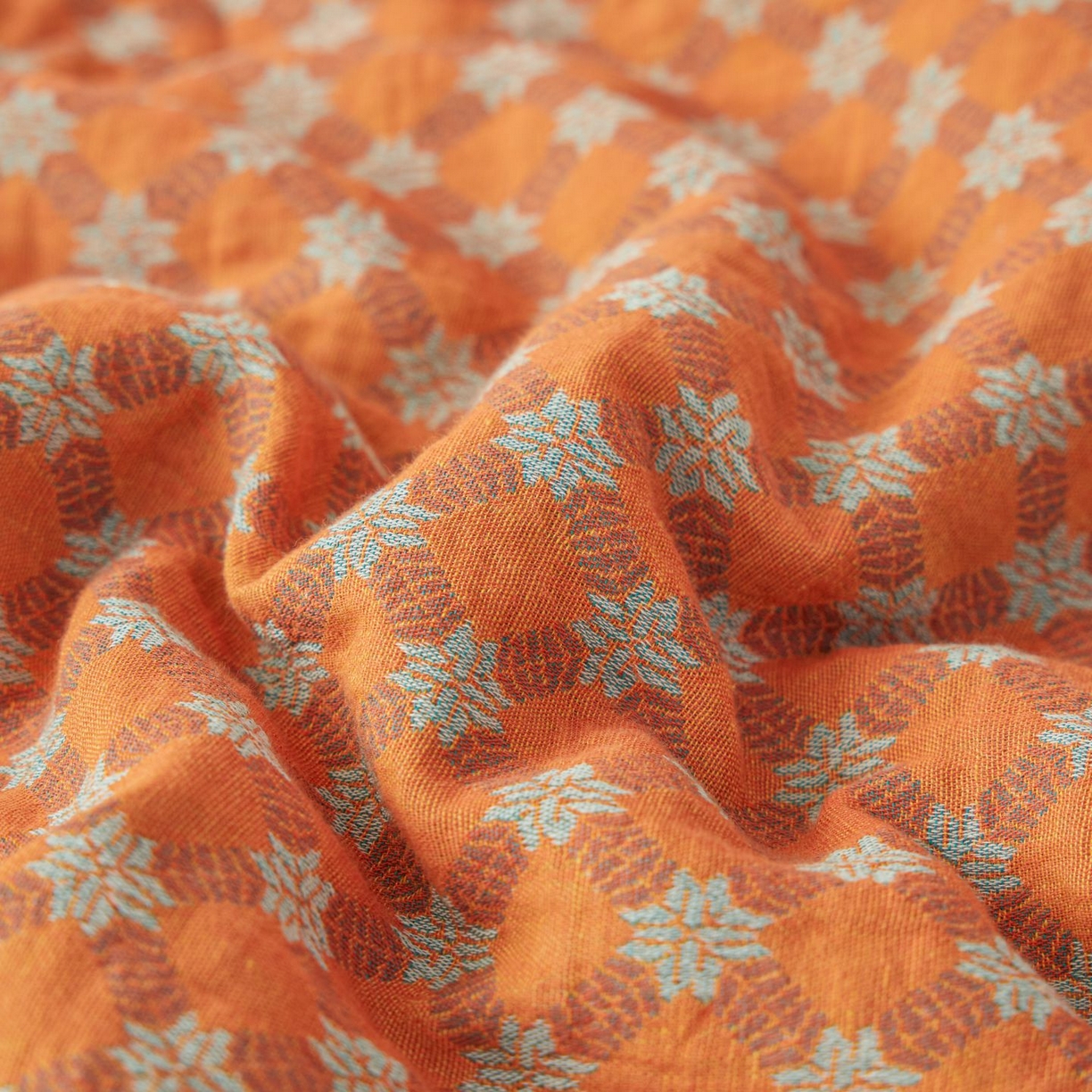 91家纺网 家纺一手货源 找家纺 睡棉坊 2026新款全棉色织提花双层纱夏被全棉夏凉被里外全棉天然棉花被 舞青春-桔