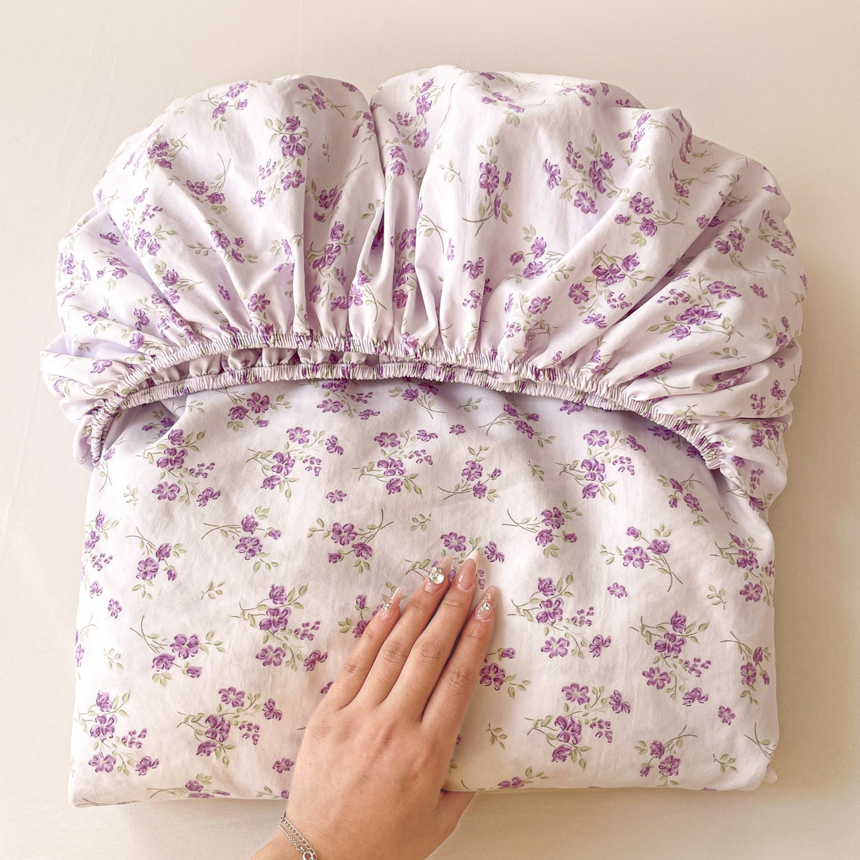 91家纺网 家纺一手货源 找家纺 纽缦家纺 2026新款A类105g四件套古法水洗棉单床笠单品床笠床笠单件 波影紫