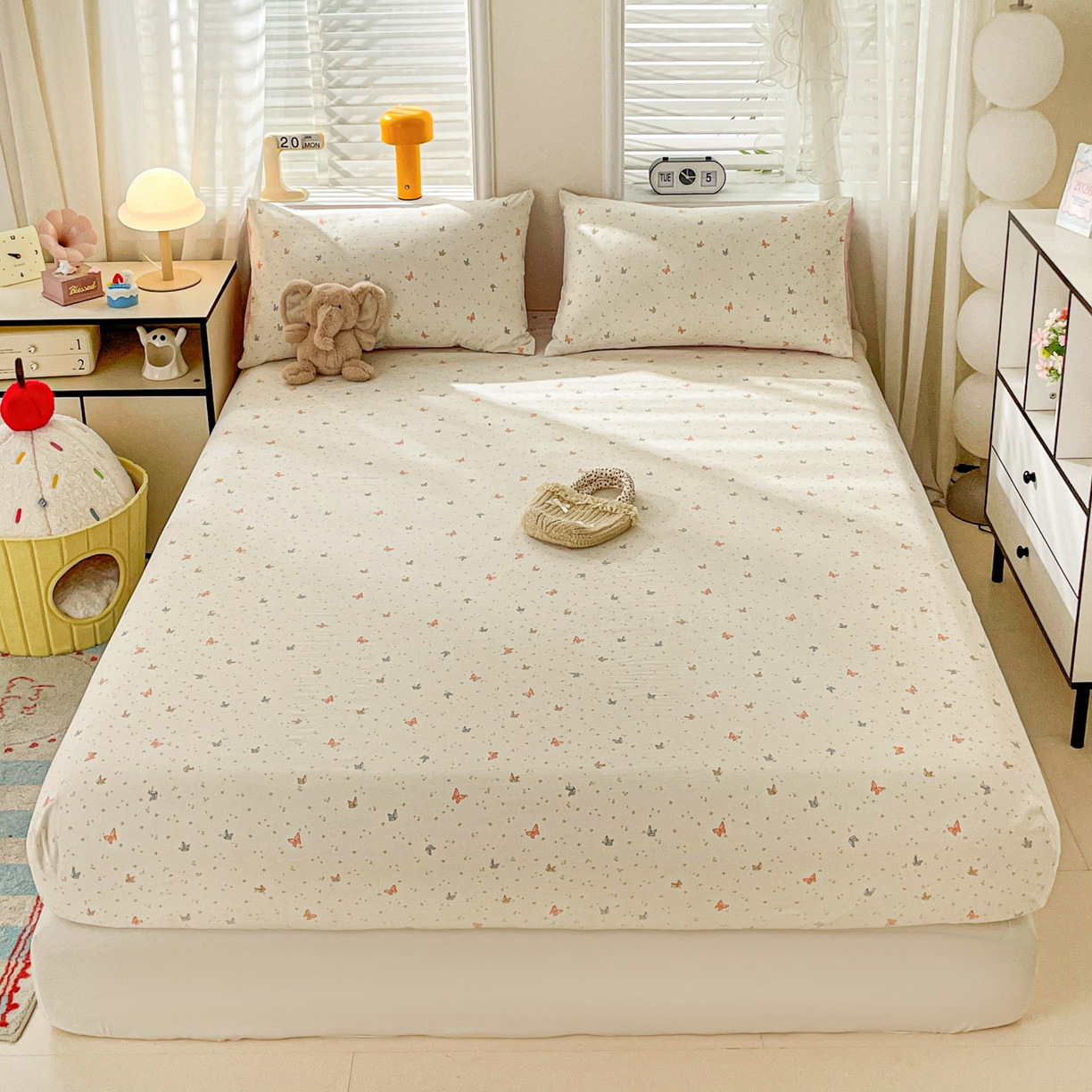 91家纺网 家纺一手货源 找家纺 纽缦家纺 2026新款A类105g四件套古法水洗棉单床笠单品床笠床笠单件 彩蝶红