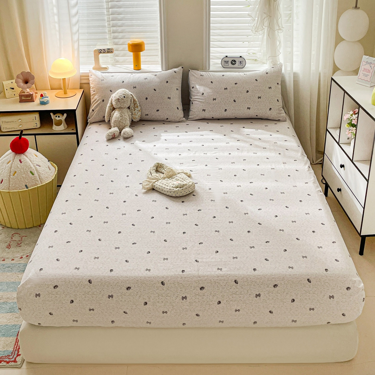 91家纺网 家纺一手货源 找家纺 纽缦家纺 2026新款A类105g四件套古法水洗棉单床笠单品床笠床笠单件 初春灰