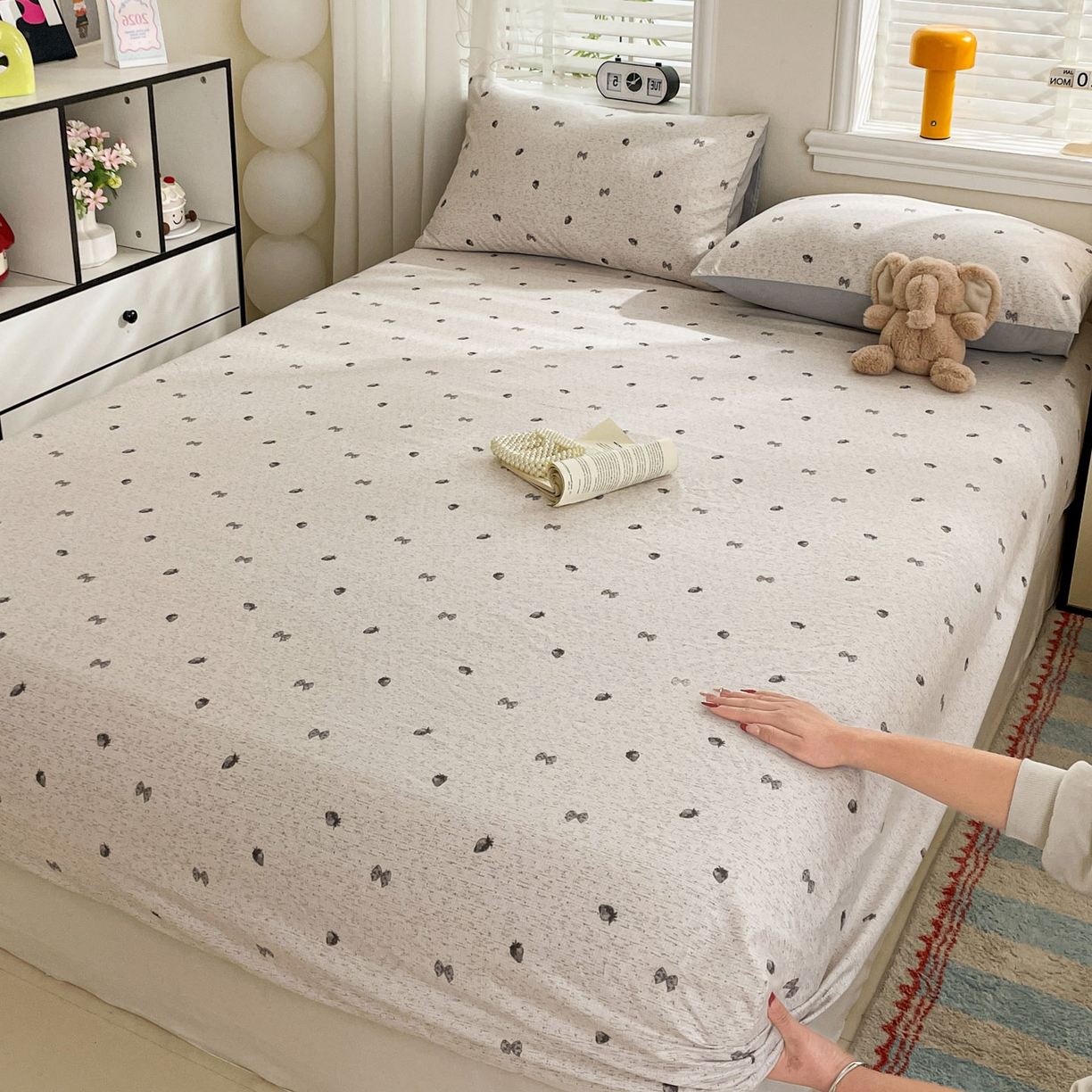 91家纺网 家纺一手货源 找家纺 纽缦家纺 2026新款A类105g四件套古法水洗棉单床笠单品床笠床笠单件 初春灰