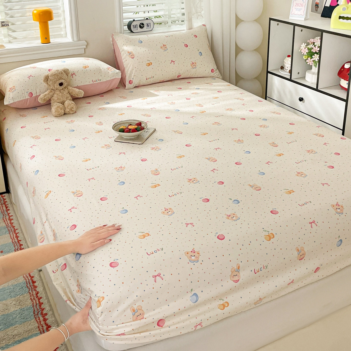 纽缦家纺 2026新款A类105g四件套古法水洗棉单床笠单品床笠床笠单件 乐淘