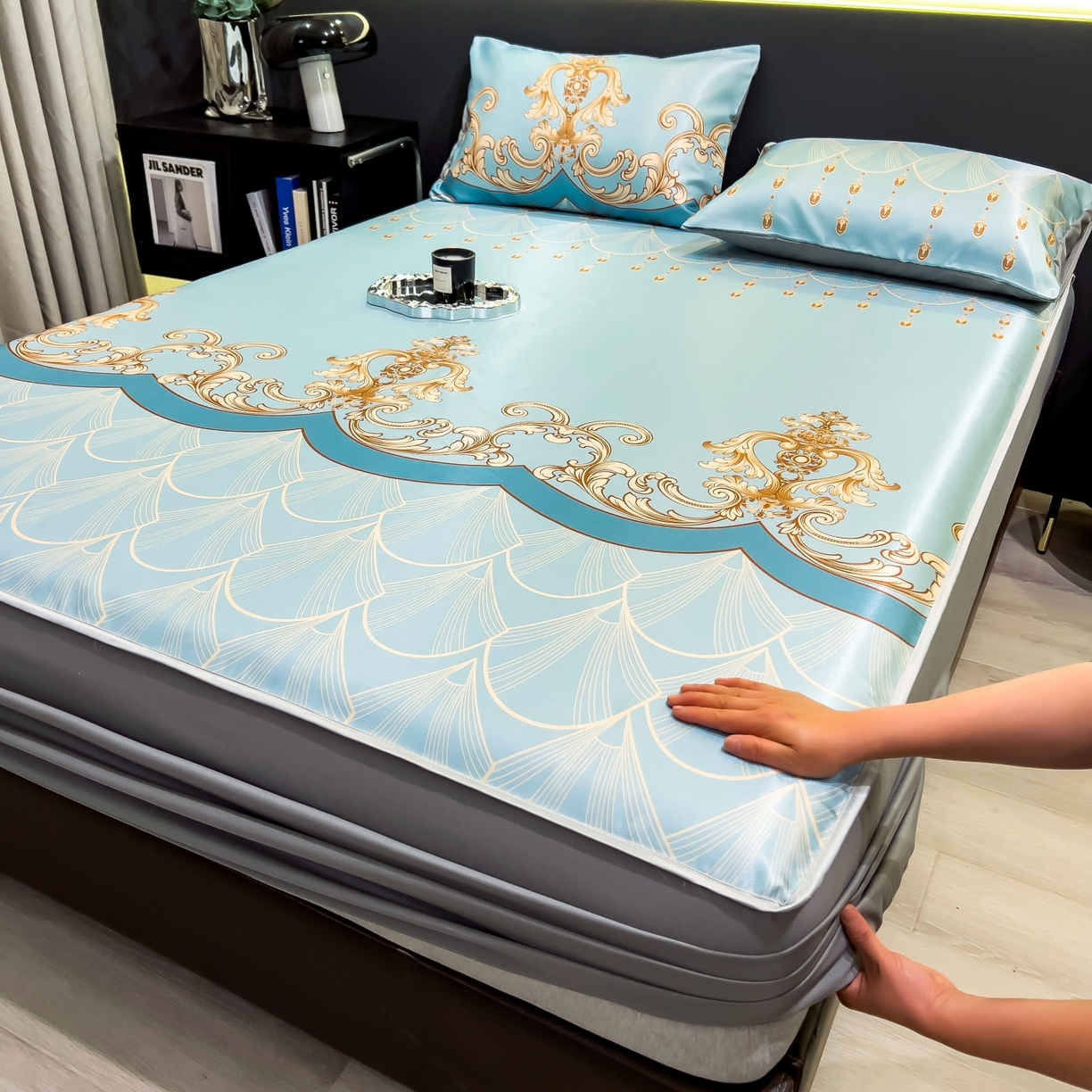 91家纺网 家纺一手货源 找家纺 （总）柏薇 2026新款数码印花超级凉感席床笠款