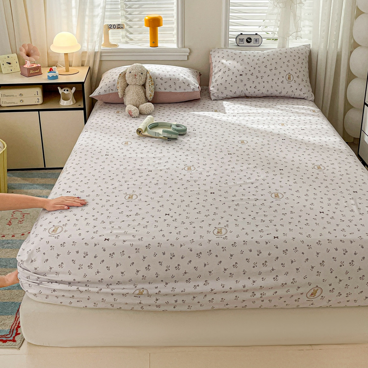 91家纺网 家纺一手货源 找家纺 纽缦家纺 2026新款A类105g四件套古法水洗棉单床笠单品床笠床笠单件 恋空灰