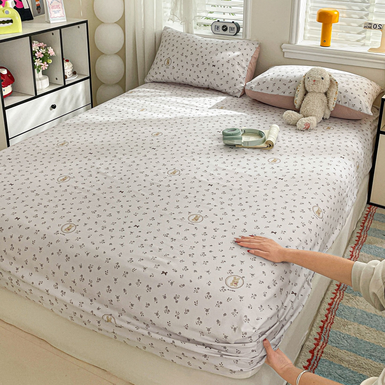 91家纺网 家纺一手货源 找家纺 纽缦家纺 2026新款A类105g四件套古法水洗棉单床笠单品床笠床笠单件 恋空灰