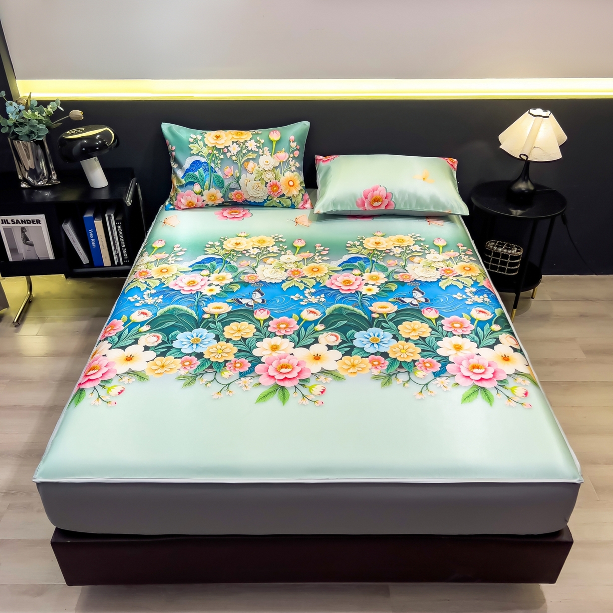 91家纺网 家纺一手货源 找家纺 柏薇 2026新款数码印花超级凉感席床笠款 森蔓