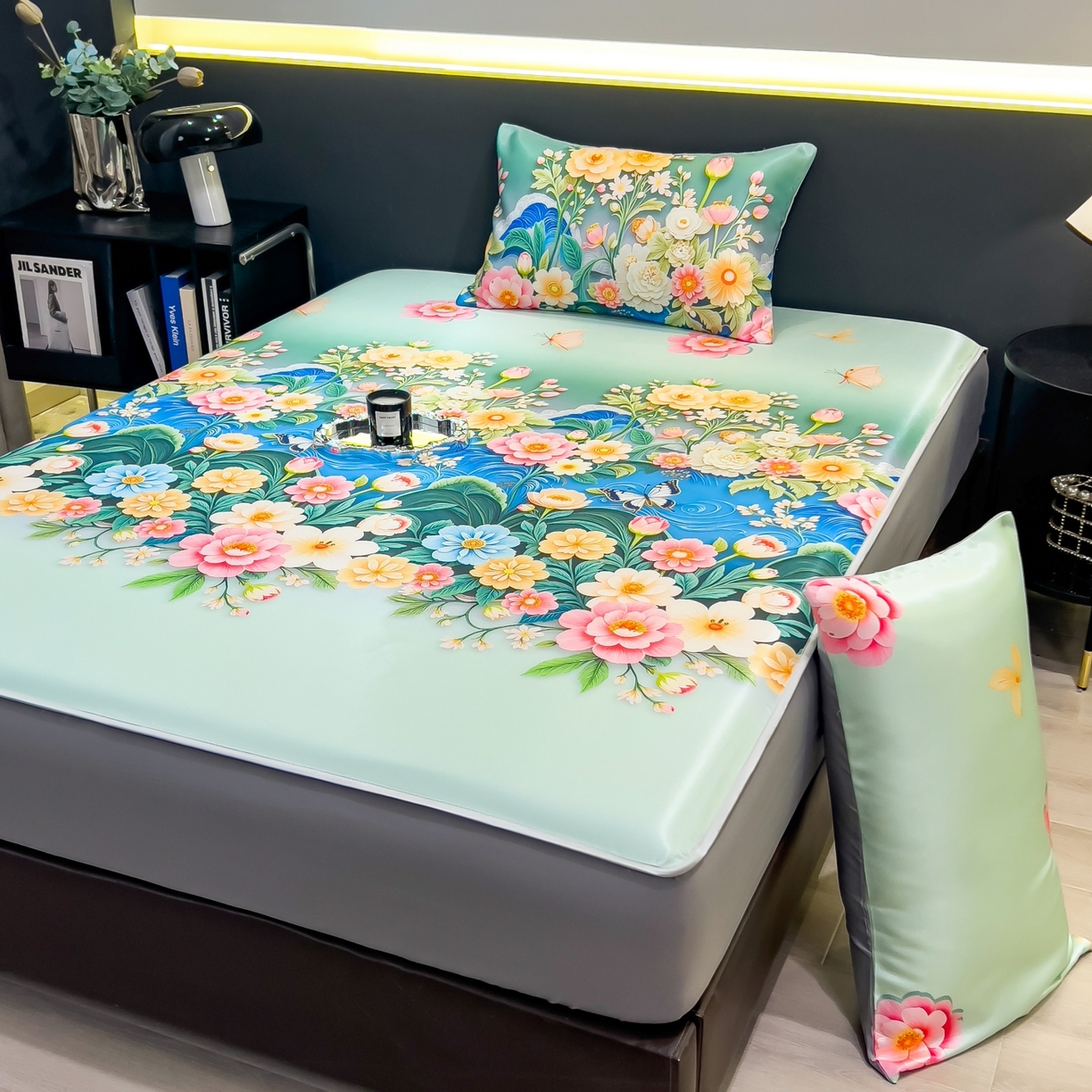 91家纺网 家纺一手货源 找家纺 柏薇 2026新款数码印花超级凉感席床笠款 森蔓