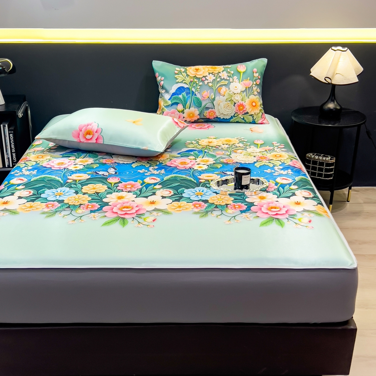 91家纺网 家纺一手货源 找家纺 柏薇 2026新款数码印花超级凉感席床笠款 森蔓