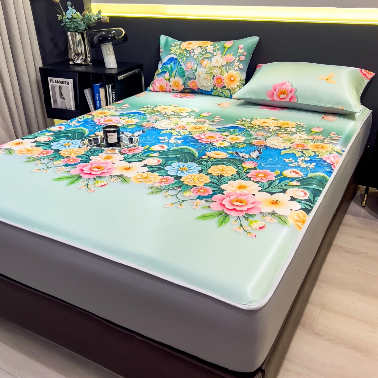 91家纺网 家纺一手货源 找家纺 柏薇 2026新款数码印花超级凉感席床笠款 森蔓