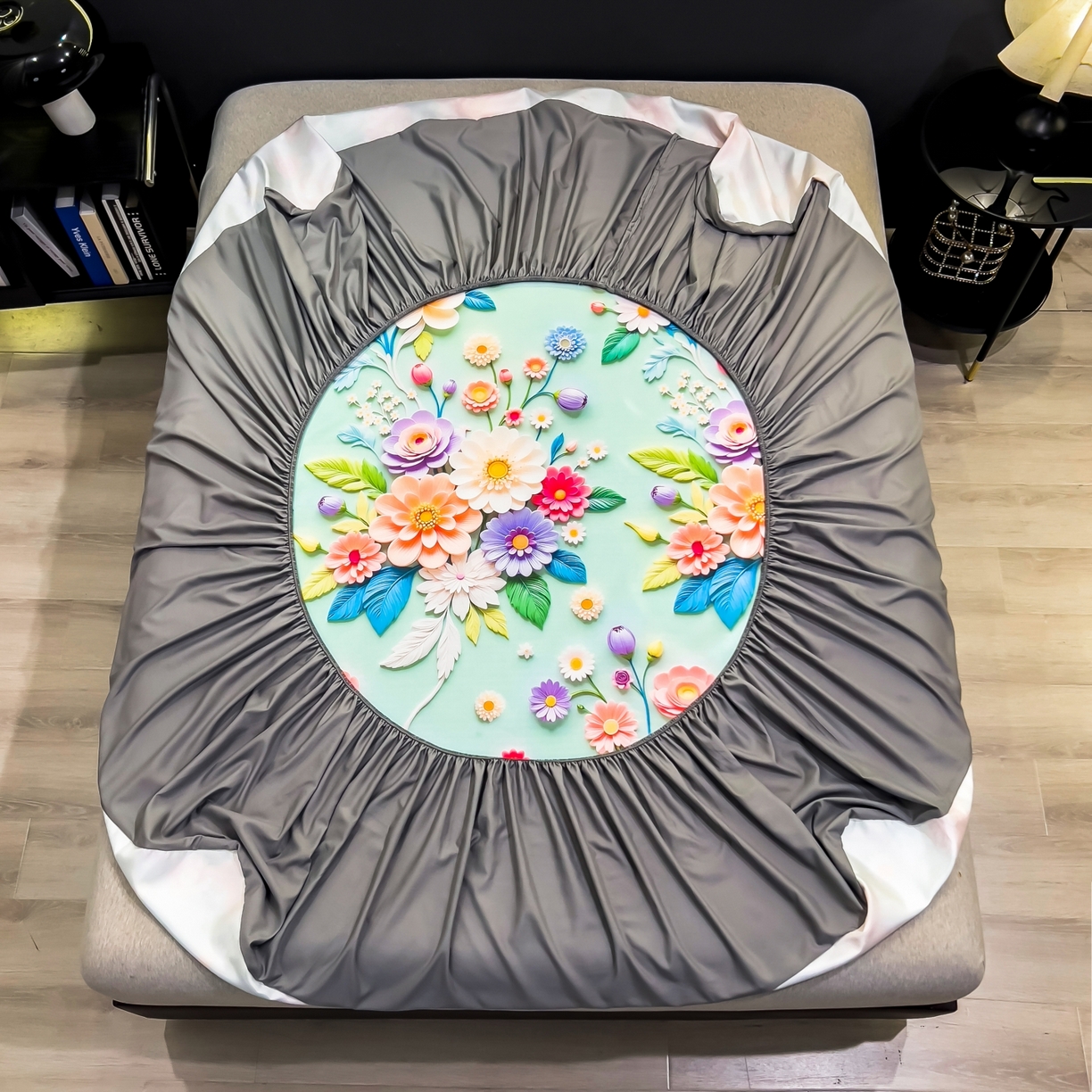 91家纺网 家纺一手货源 找家纺 柏薇 2026新款数码印花超级凉感席床笠款 春生物