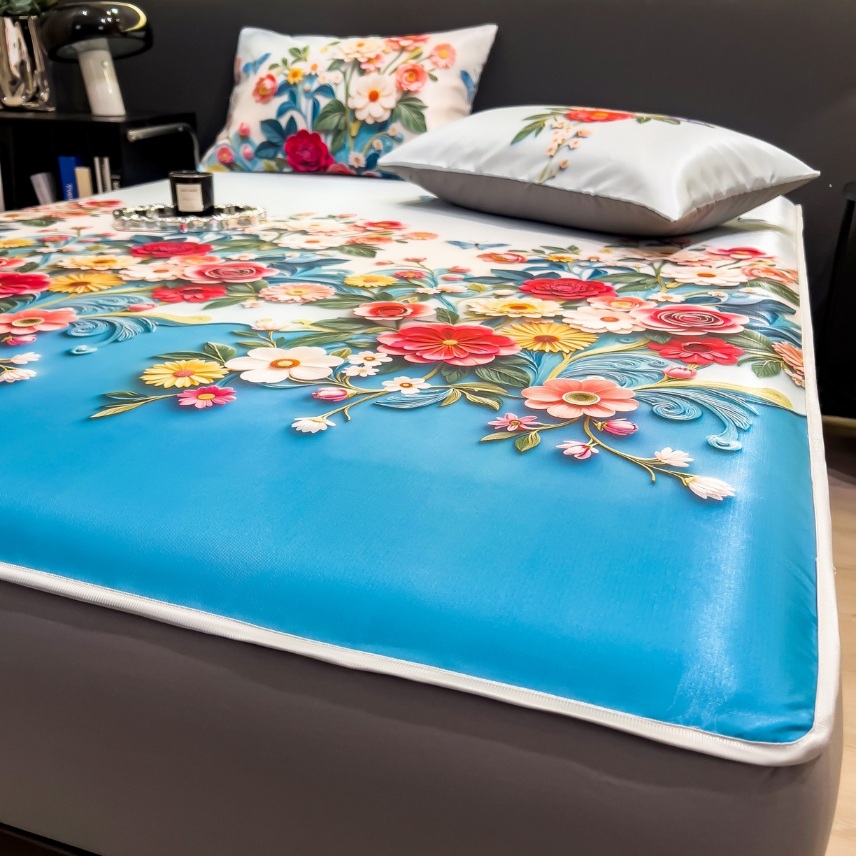 91家纺网 家纺一手货源 找家纺 柏薇 2026新款数码印花超级凉感席床笠款 晚棠