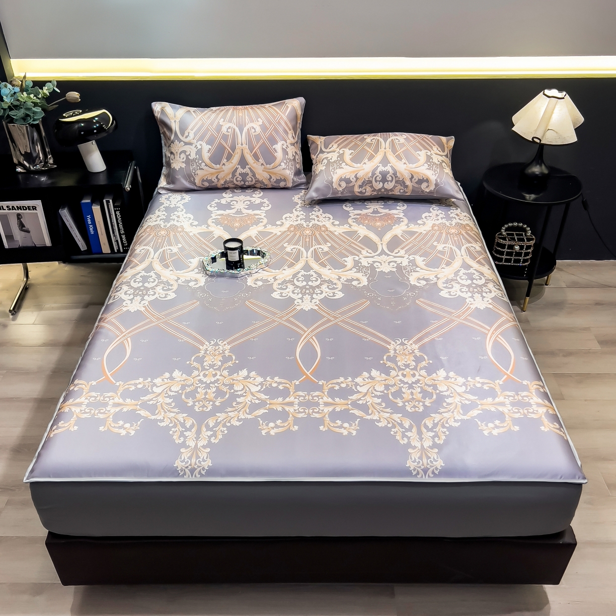 91家纺网 家纺一手货源 找家纺 柏薇 2026新款数码印花超级凉感席床笠款 艾德琳