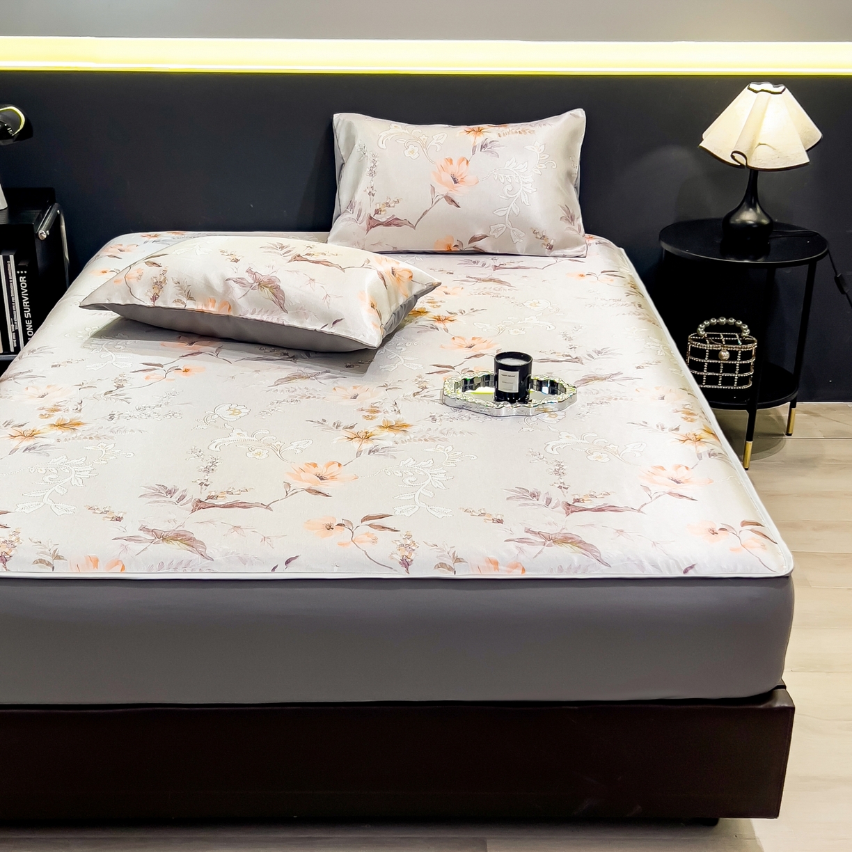 91家纺网 家纺一手货源 找家纺 柏薇 2026新款数码印花超级凉感席床笠款 夏简