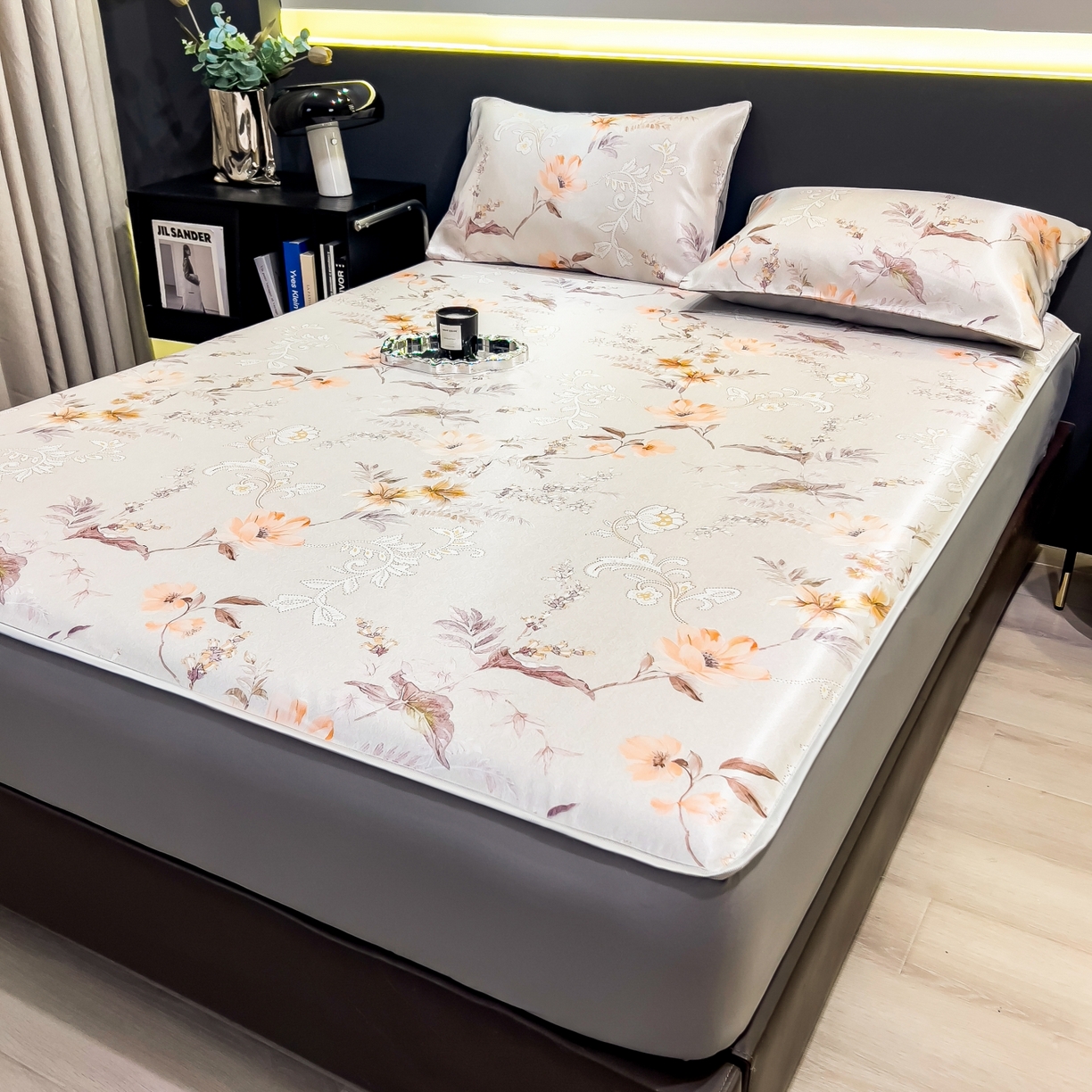 91家纺网 家纺一手货源 找家纺 柏薇 2026新款数码印花超级凉感席床笠款 夏简