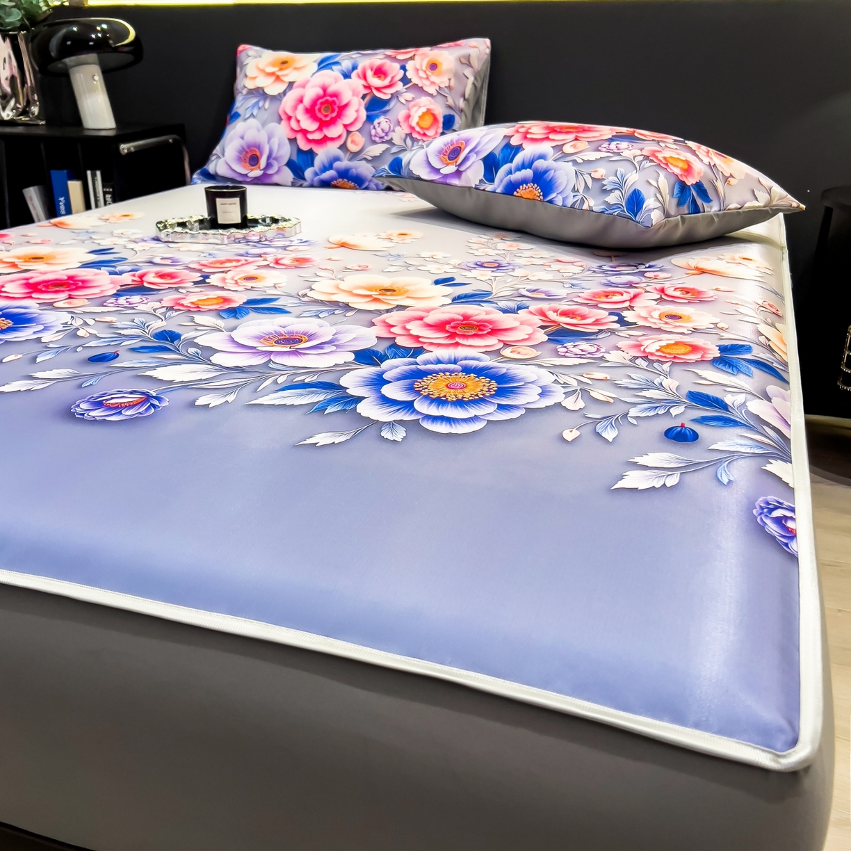 91家纺网 家纺一手货源 找家纺 柏薇 2026新款数码印花超级凉感席床笠款 清风