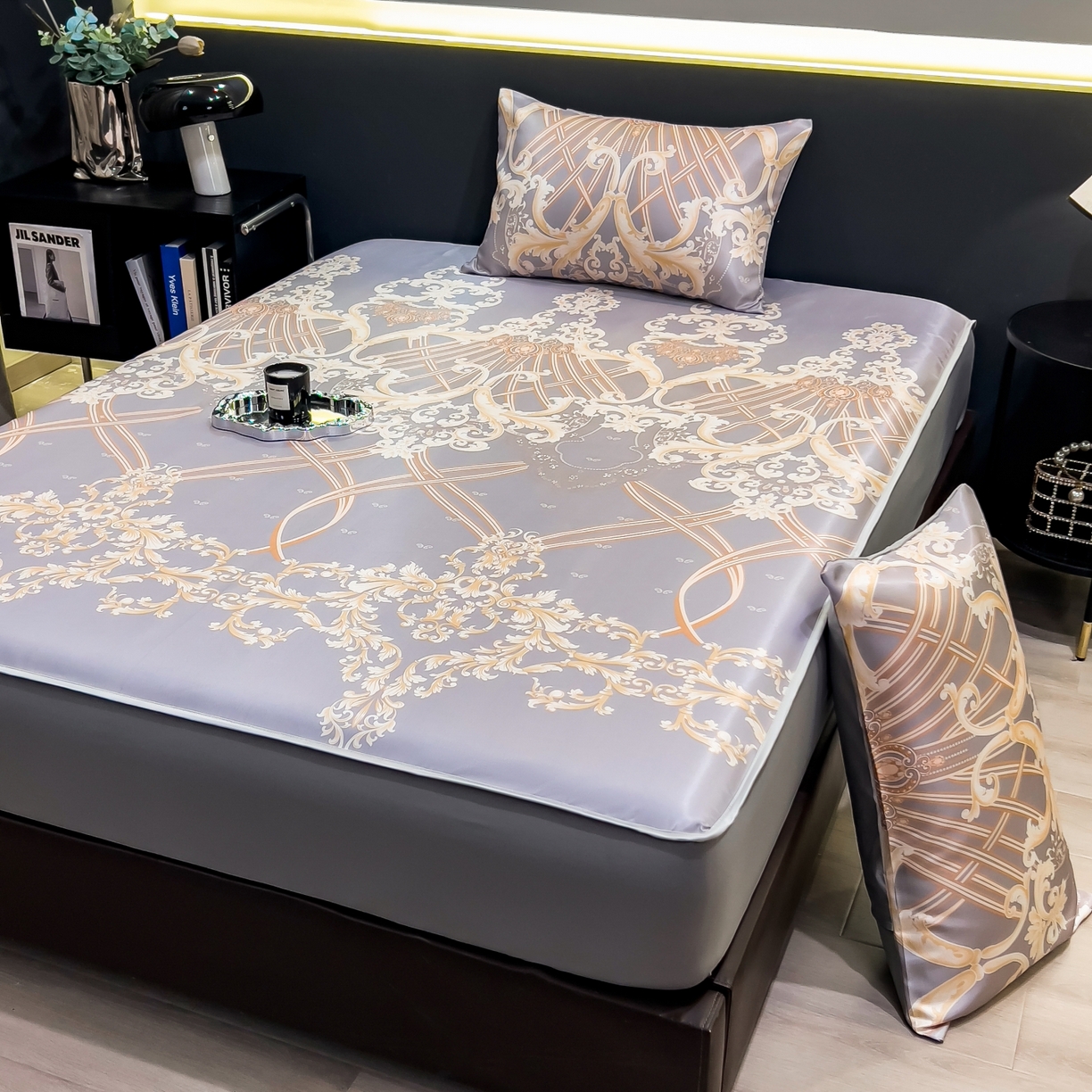 91家纺网 家纺一手货源 找家纺 柏薇 2026新款数码印花超级凉感席床笠款 艾德琳