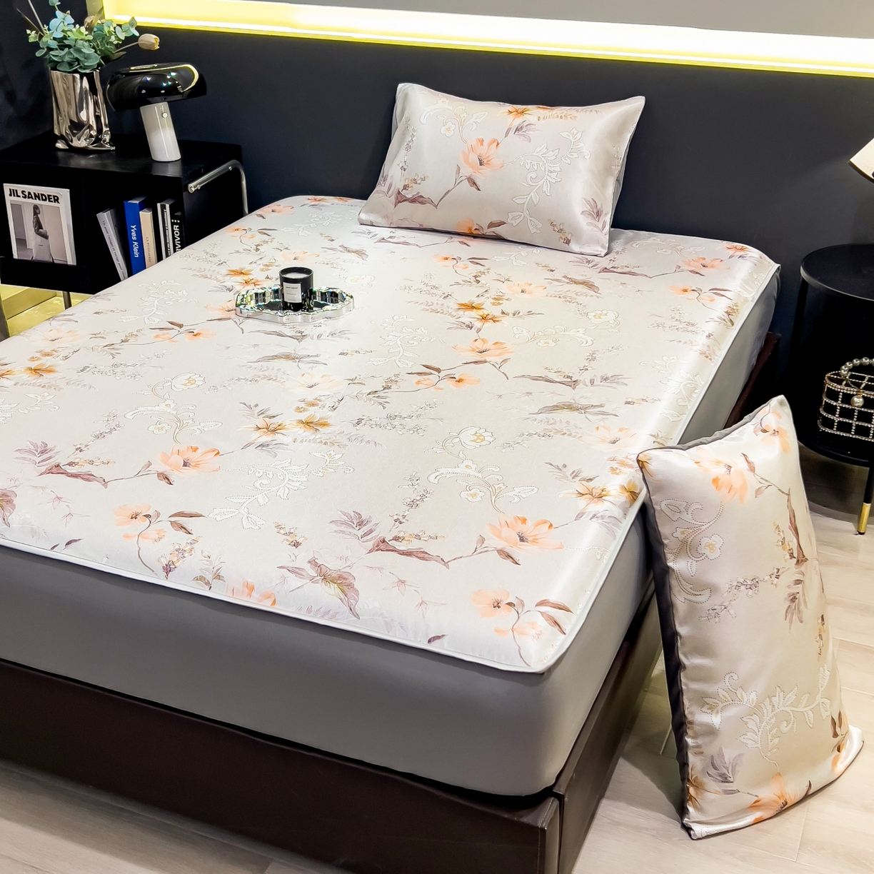 91家纺网 家纺一手货源 找家纺 柏薇 2026新款数码印花超级凉感席床笠款 夏简