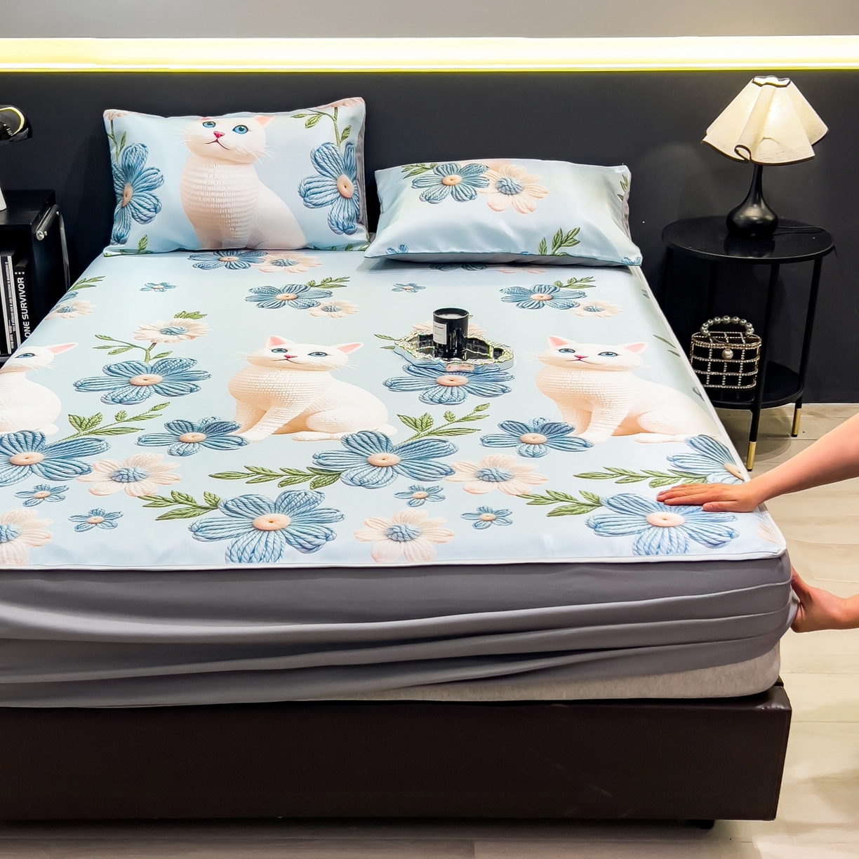 91家纺网 家纺一手货源 找家纺 柏薇 2026新款数码印花超级凉感席床笠款 拾光者