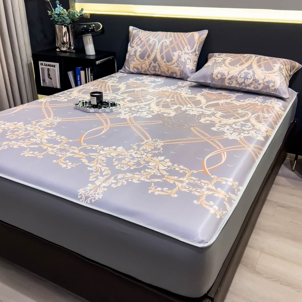 91家纺网 家纺一手货源 找家纺 柏薇 2026新款数码印花超级凉感席床笠款 艾德琳