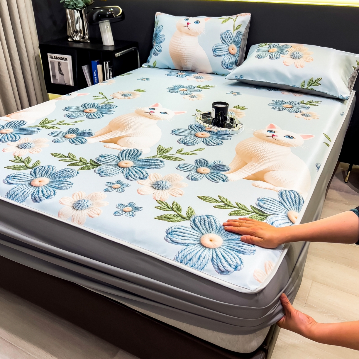 91家纺网 家纺一手货源 找家纺 （总）柏薇 2026新款数码印花超级凉感席床笠款