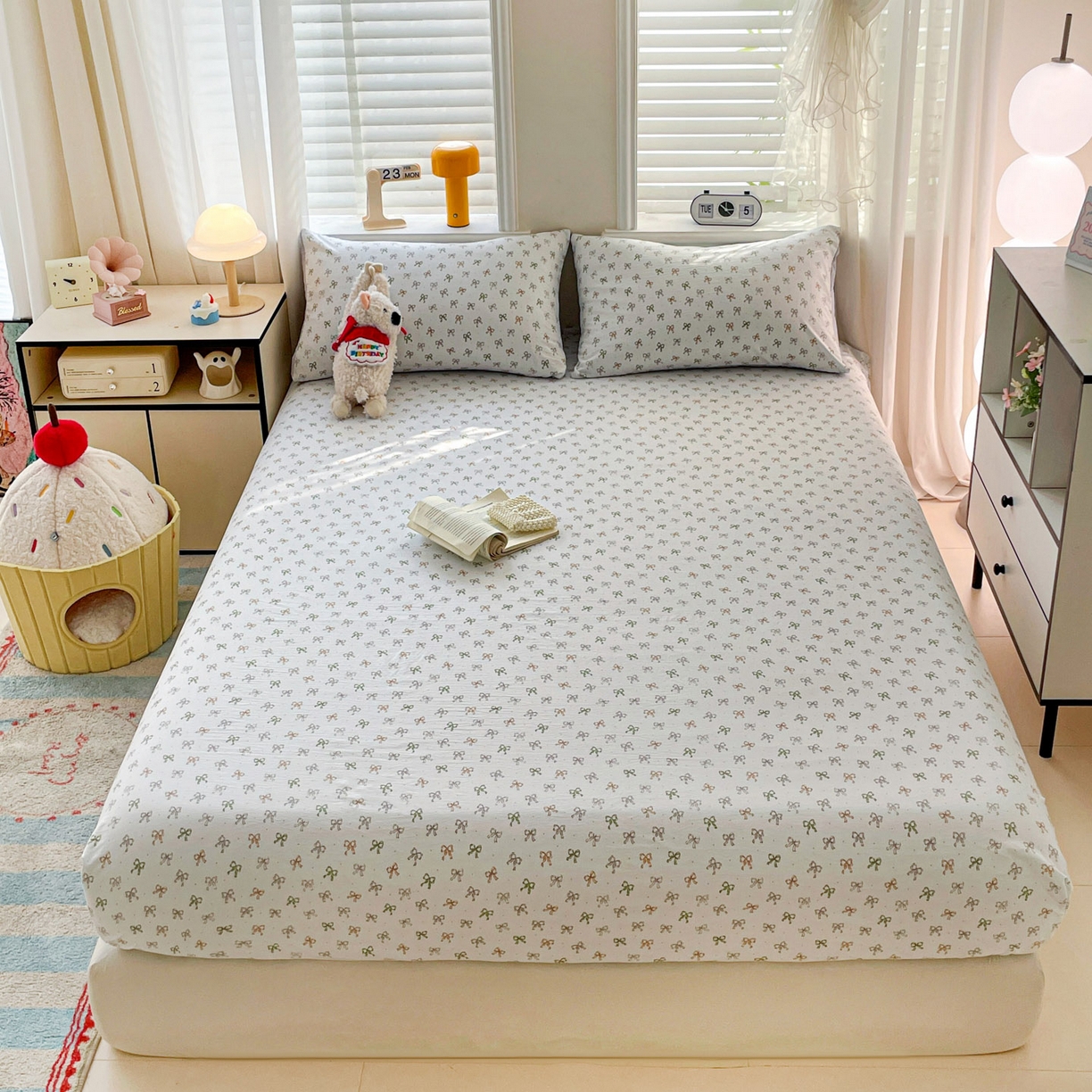 91家纺网 家纺一手货源 找家纺 纽缦家纺 2026新款A类105g四件套古法水洗棉单床笠单品床笠床笠单件 铃兰兰