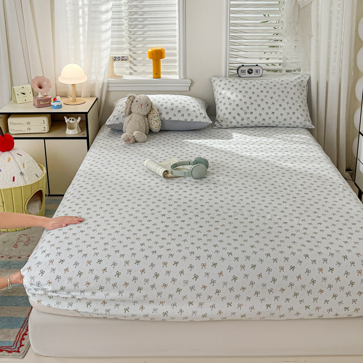 91家纺网 家纺一手货源 找家纺 纽缦家纺 2026新款A类105g四件套古法水洗棉单床笠单品床笠床笠单件 铃兰兰