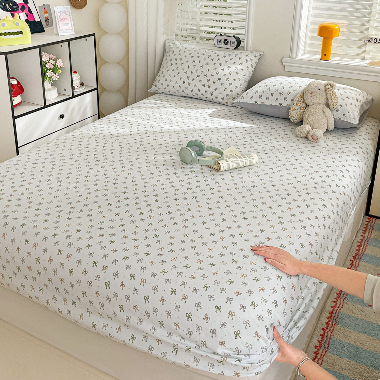 91家纺网 家纺一手货源 找家纺 纽缦家纺 2026新款A类105g四件套古法水洗棉单床笠单品床笠床笠单件 铃兰兰