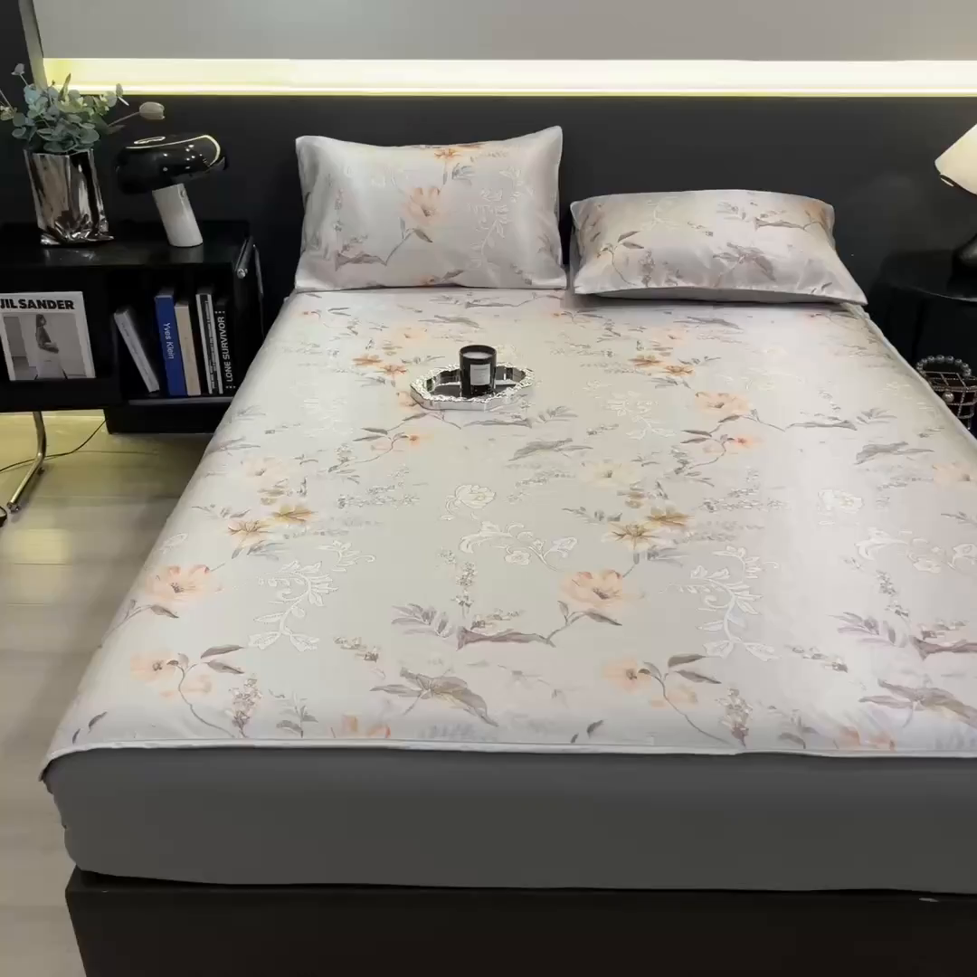 91家纺网 家纺一手货源 找家纺 柏薇 2026新款数码印花超级凉感席床笠款 夏简