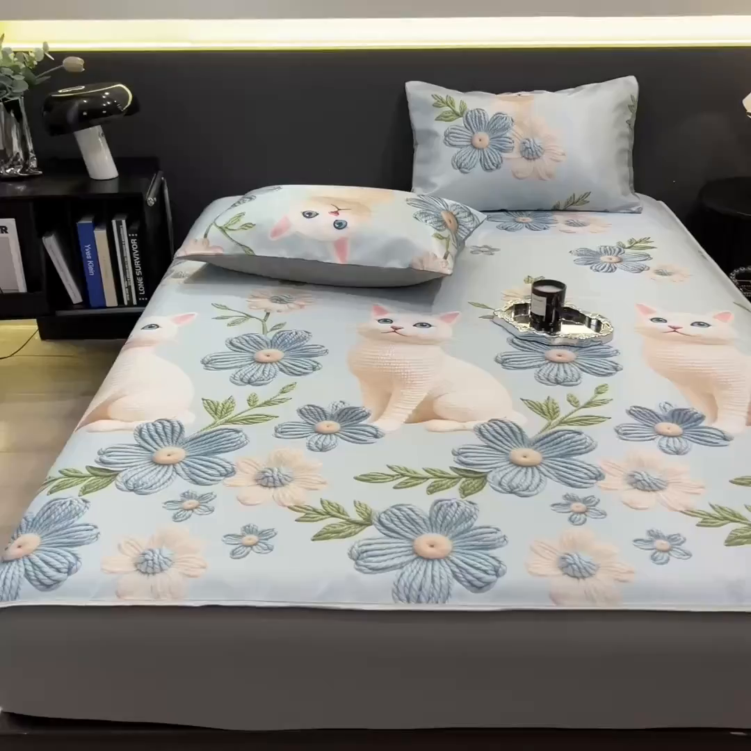 91家纺网 家纺一手货源 找家纺 柏薇 2026新款数码印花超级凉感席床笠款 拾光者