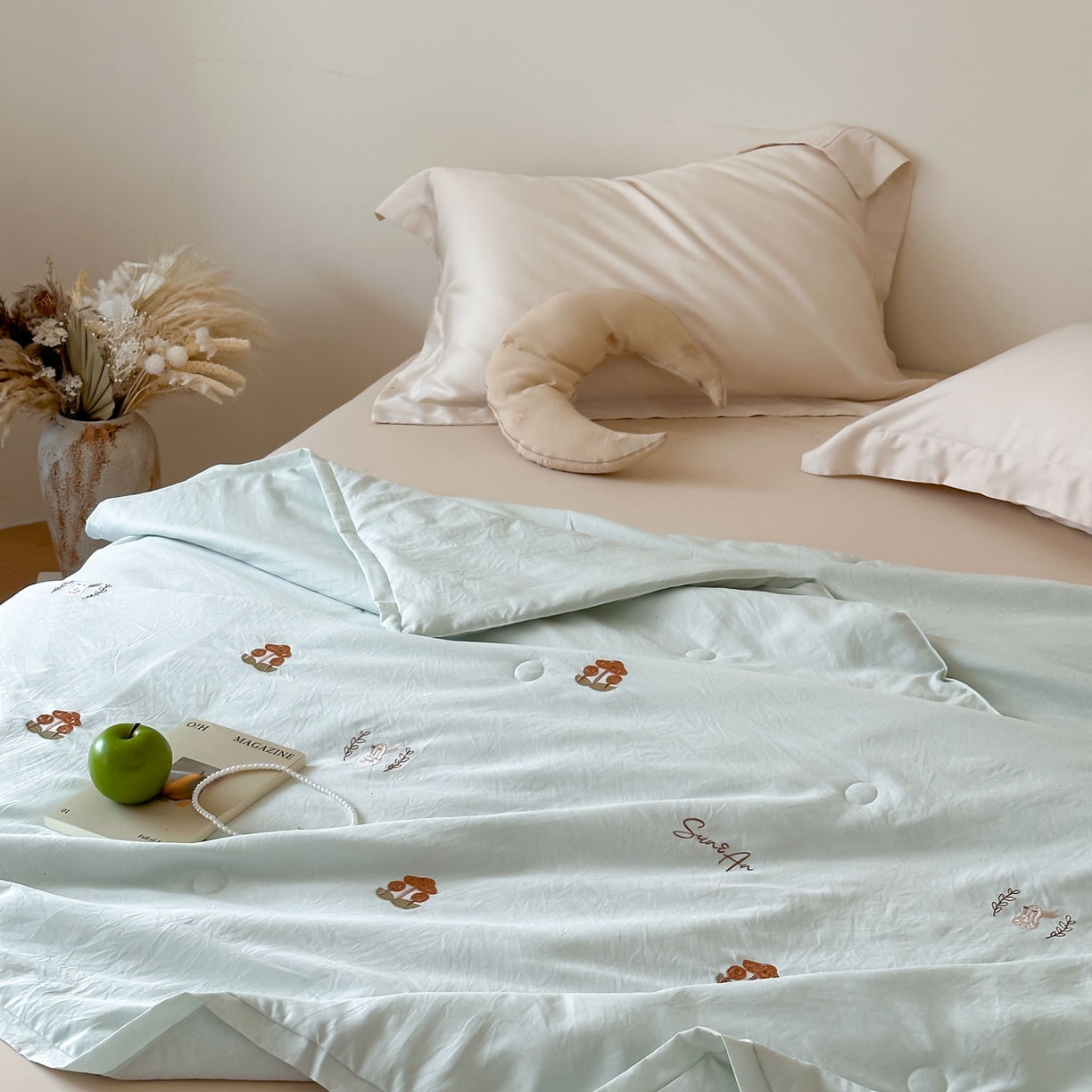 91家纺网 家纺一手货源 找家纺 （总）床盖工厂店 2026新款化纤夏被夏凉被空调被-蘑菇乐园