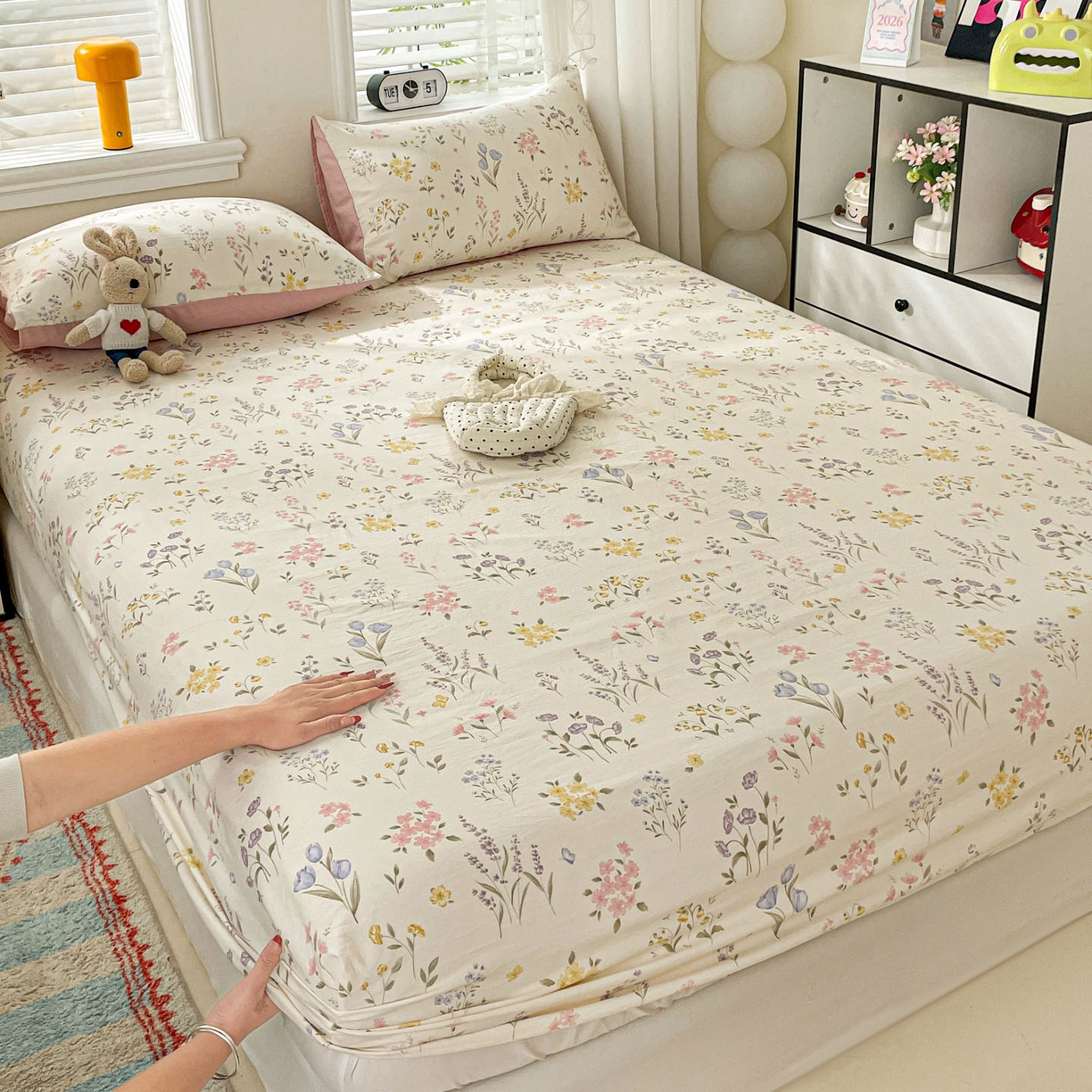 纽缦家纺 2026新款A类105g四件套古法水洗棉单床笠单品床笠床笠单件 聆风