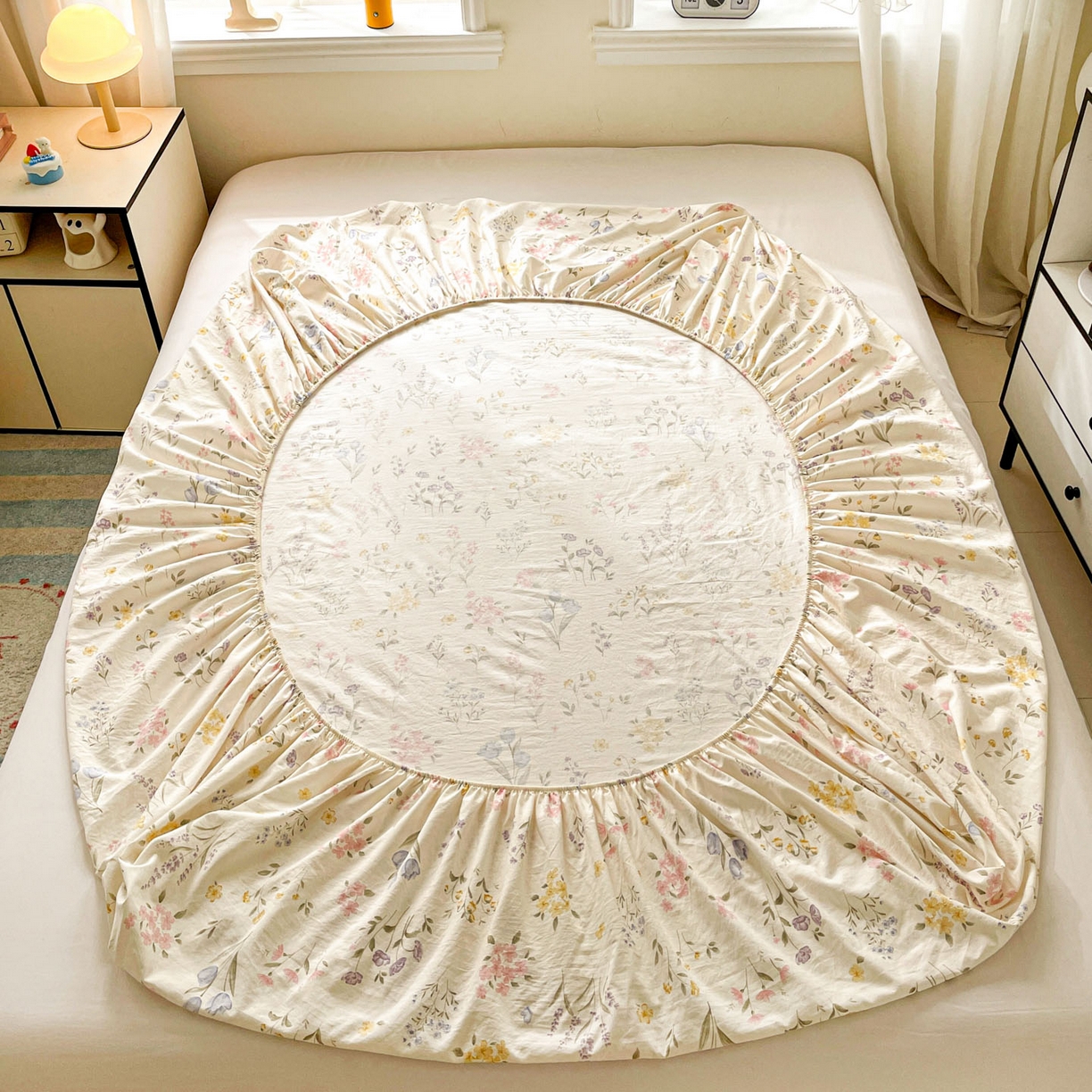 91家纺网 家纺一手货源 找家纺 纽缦家纺 2026新款A类105g四件套古法水洗棉单床笠单品床笠床笠单件 聆风