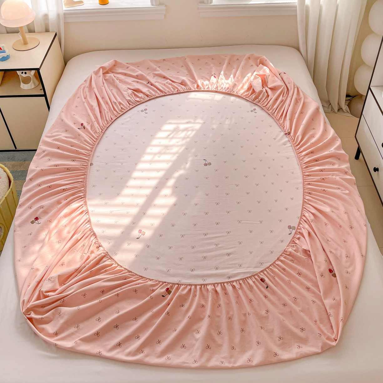 91家纺网 家纺一手货源 找家纺 纽缦家纺 2026新款A类105g四件套古法水洗棉单床笠单品床笠床笠单件 梦樱粉