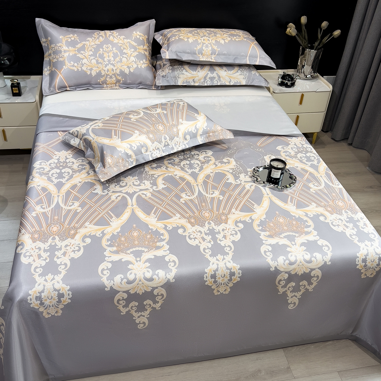 91家纺网 家纺一手货源 找家纺 （总）柏薇 2026新款冰丝凉席床单款凉席三件套系列