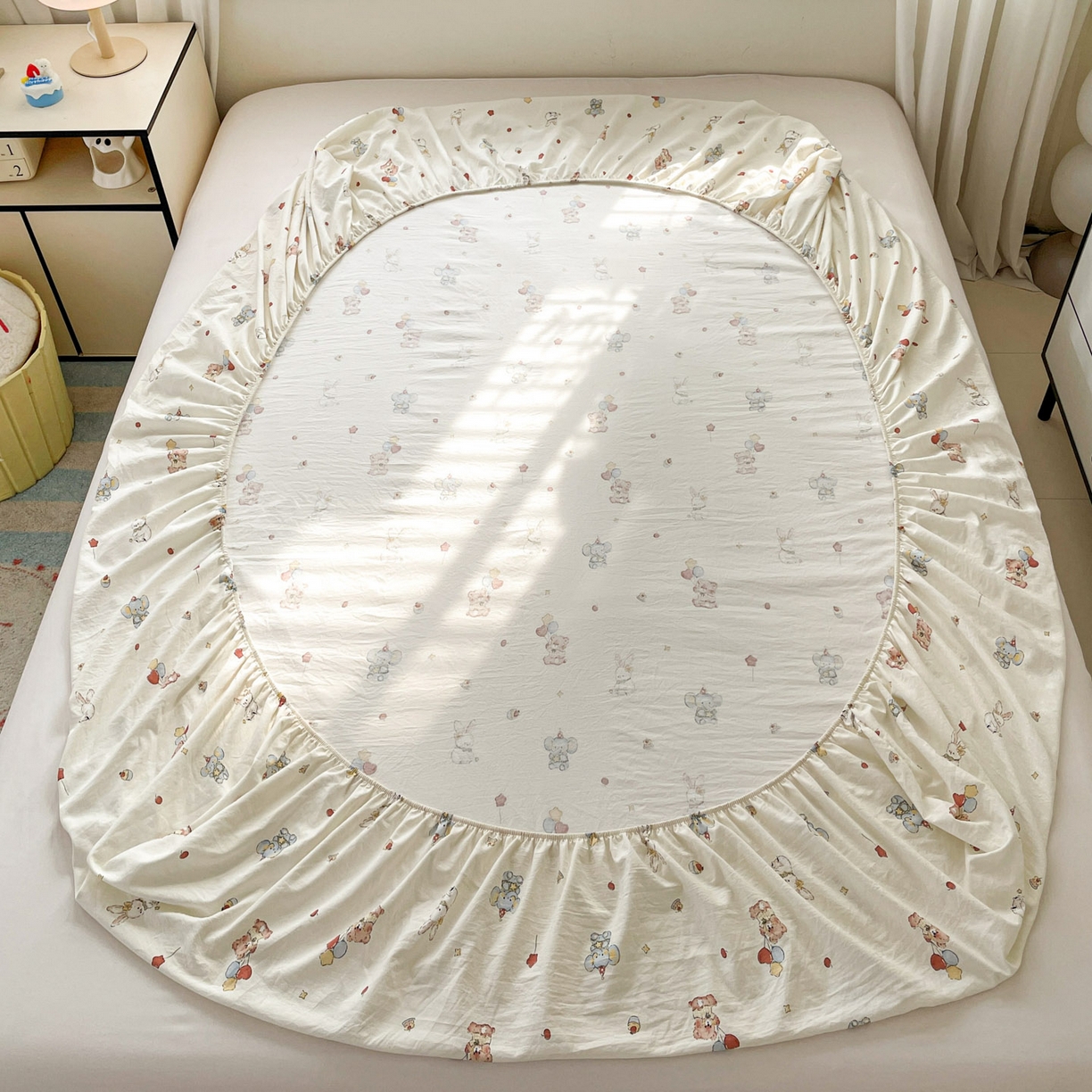 91家纺网 家纺一手货源 找家纺 纽缦家纺 2026新款A类105g四件套古法水洗棉单床笠单品床笠床笠单件 小飞象