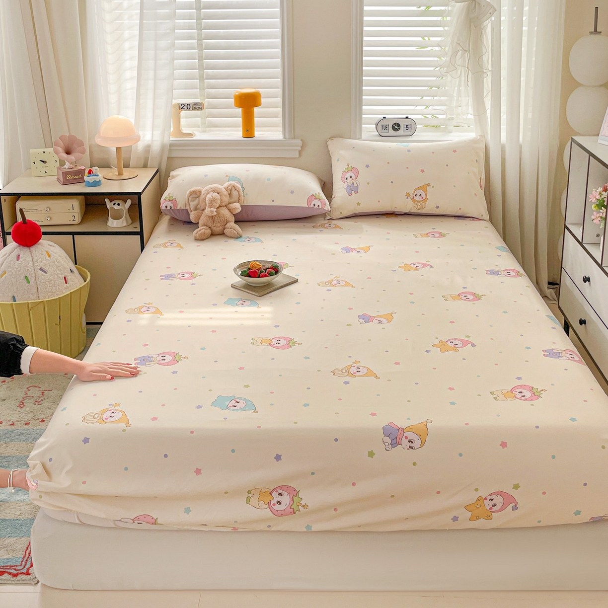 91家纺网 家纺一手货源 找家纺 纽缦家纺 2026新款A类105g四件套古法水洗棉单床笠单品床笠床笠单件 星星