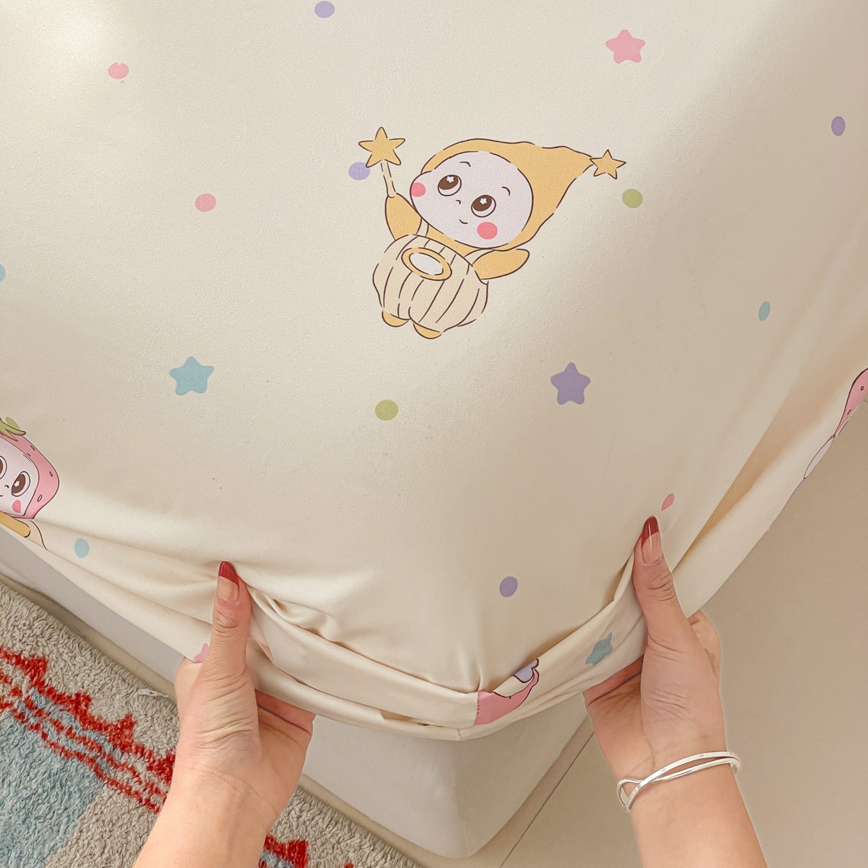 91家纺网 家纺一手货源 找家纺 纽缦家纺 2026新款A类105g四件套古法水洗棉单床笠单品床笠床笠单件 星星