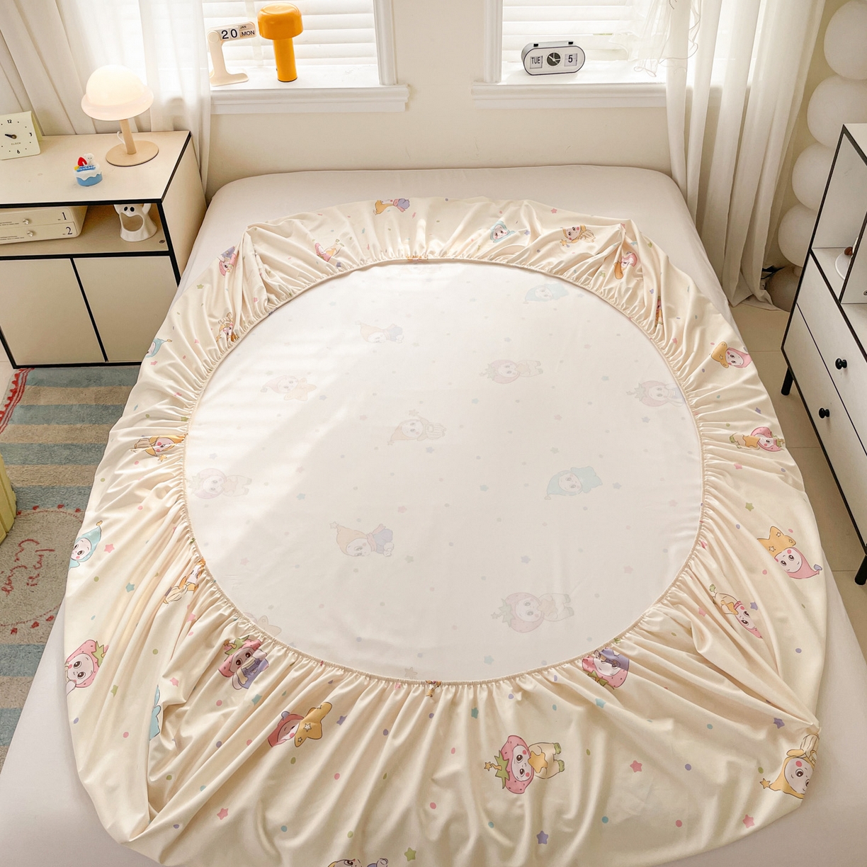 91家纺网 家纺一手货源 找家纺 纽缦家纺 2026新款A类105g四件套古法水洗棉单床笠单品床笠床笠单件 星星