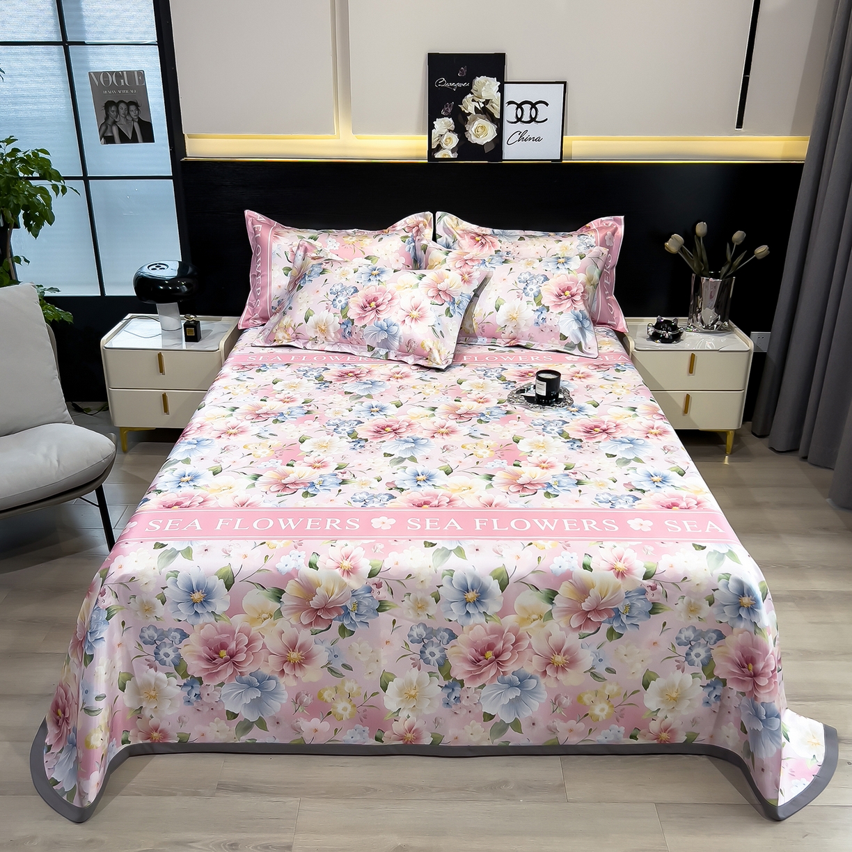 91家纺网 家纺一手货源 找家纺 （总）柏薇 2026新款冰丝凉席床单款凉席三件套系列