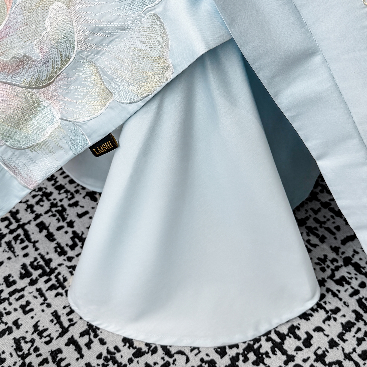 91家纺网 家纺一手货源 找家纺 莱势 2026新品A类50支高密贡缎长绒棉四件套-花枝里系列 花枝里-天空蓝