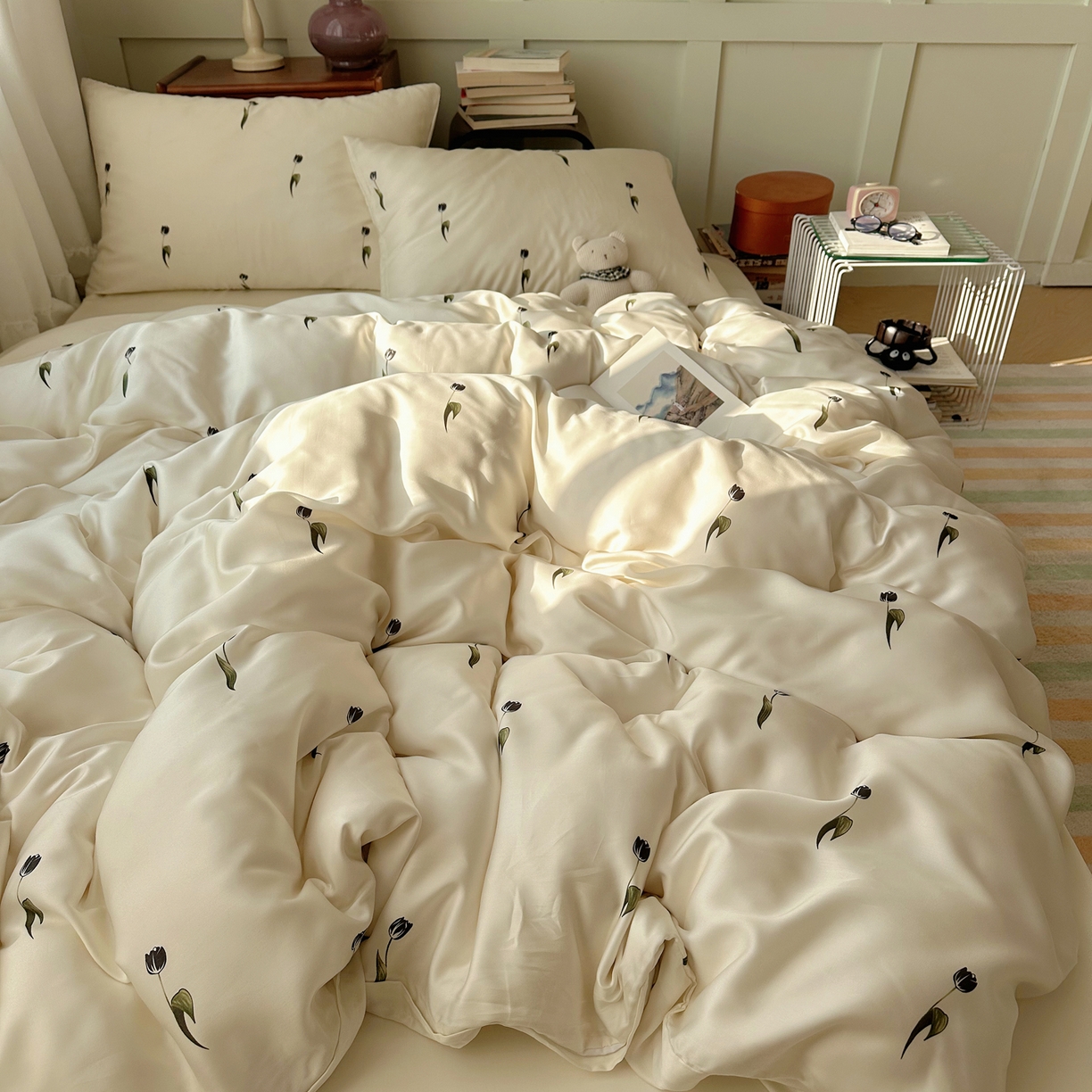 爱彼家纺 2026新款亲肤印花柔软睡眠床品四件套-冰丝系列 冰丝-夜影郁香